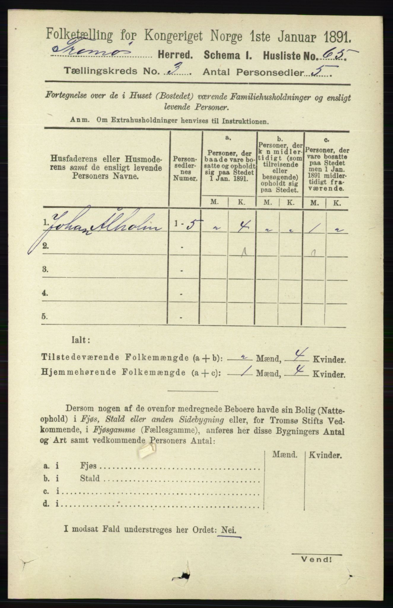 RA, 1891 census for 0921 Tromøy, 1891, p. 955