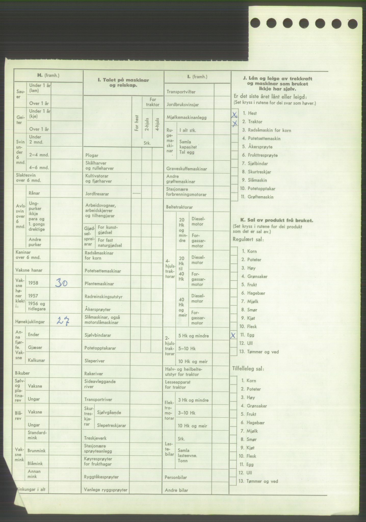 Statistisk sentralbyrå, Næringsøkonomiske emner, Jordbruk, skogbruk, jakt, fiske og fangst, AV/RA-S-2234/G/Gd/L0373: Rogaland: 1130 Strand (kl. 1-2), 1131 Årdal og 1132 Fister, 1959, p. 726