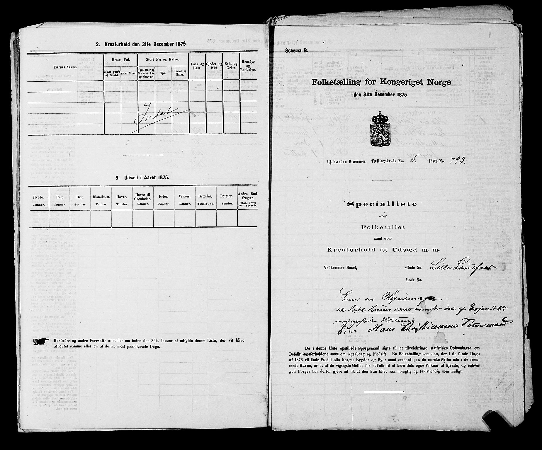 SAKO, 1875 census for 0602 Drammen, 1875, p. 608