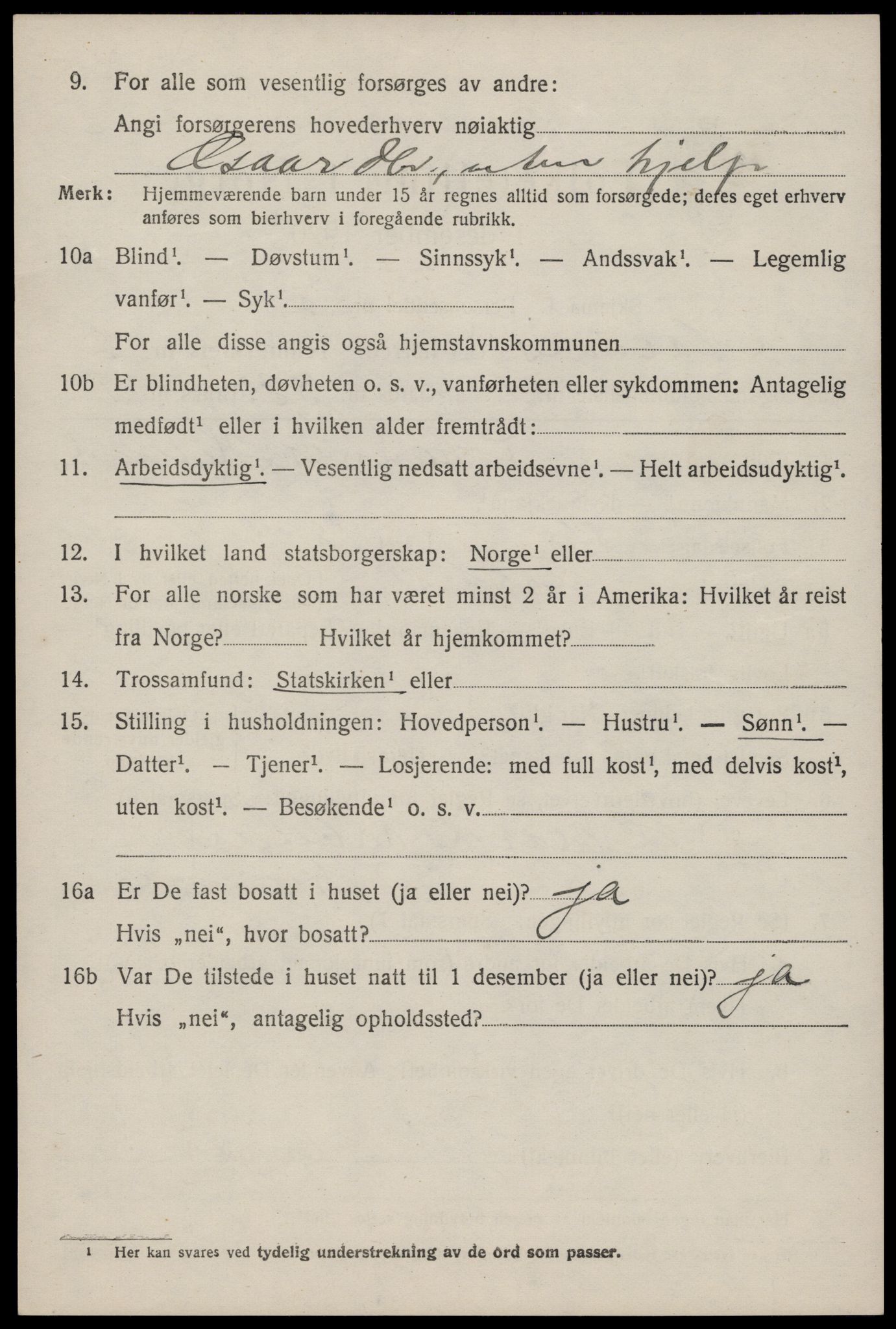 SAST, 1920 census for Årdal, 1920, p. 607