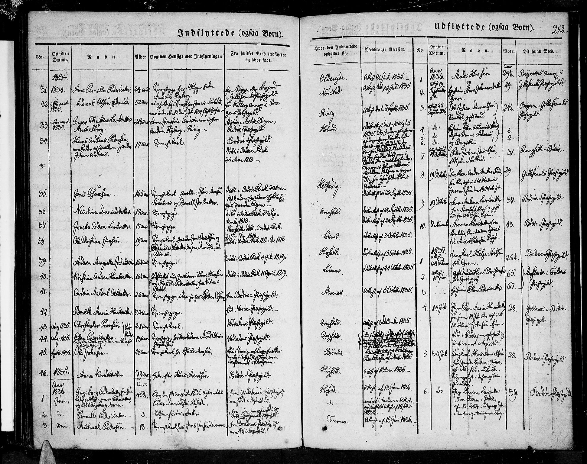 Ministerialprotokoller, klokkerbøker og fødselsregistre - Nordland, AV/SAT-A-1459/852/L0737: Parish register (official) no. 852A07, 1833-1849, p. 252