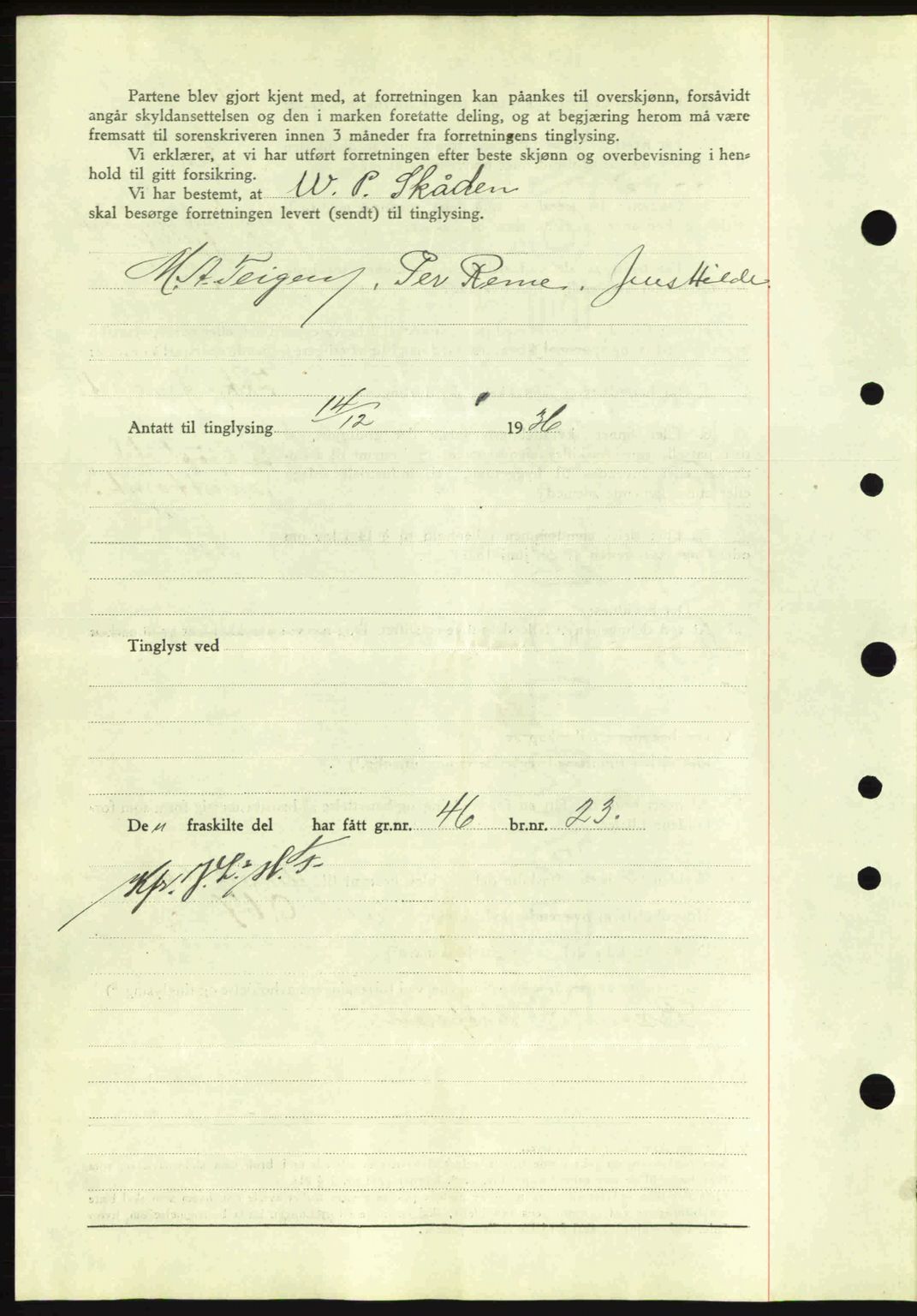 Nordfjord sorenskriveri, AV/SAB-A-2801/02/02b/02bj/L0001: Mortgage book no. A1, 1936-1937, Diary no: : 1644/1936