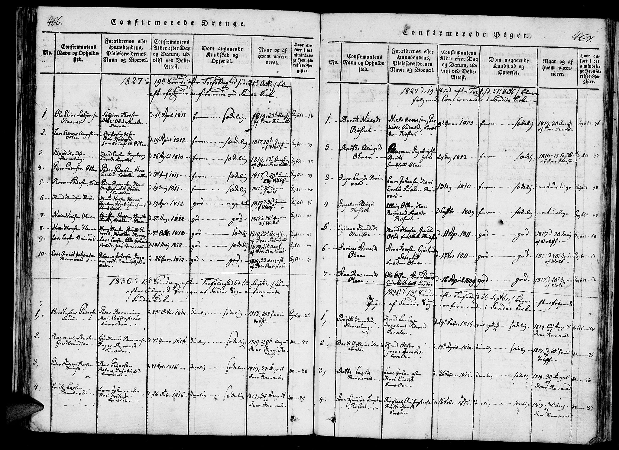 Ministerialprotokoller, klokkerbøker og fødselsregistre - Møre og Romsdal, AV/SAT-A-1454/561/L0727: Parish register (official) no. 561A01, 1817-1858, p. 466-467