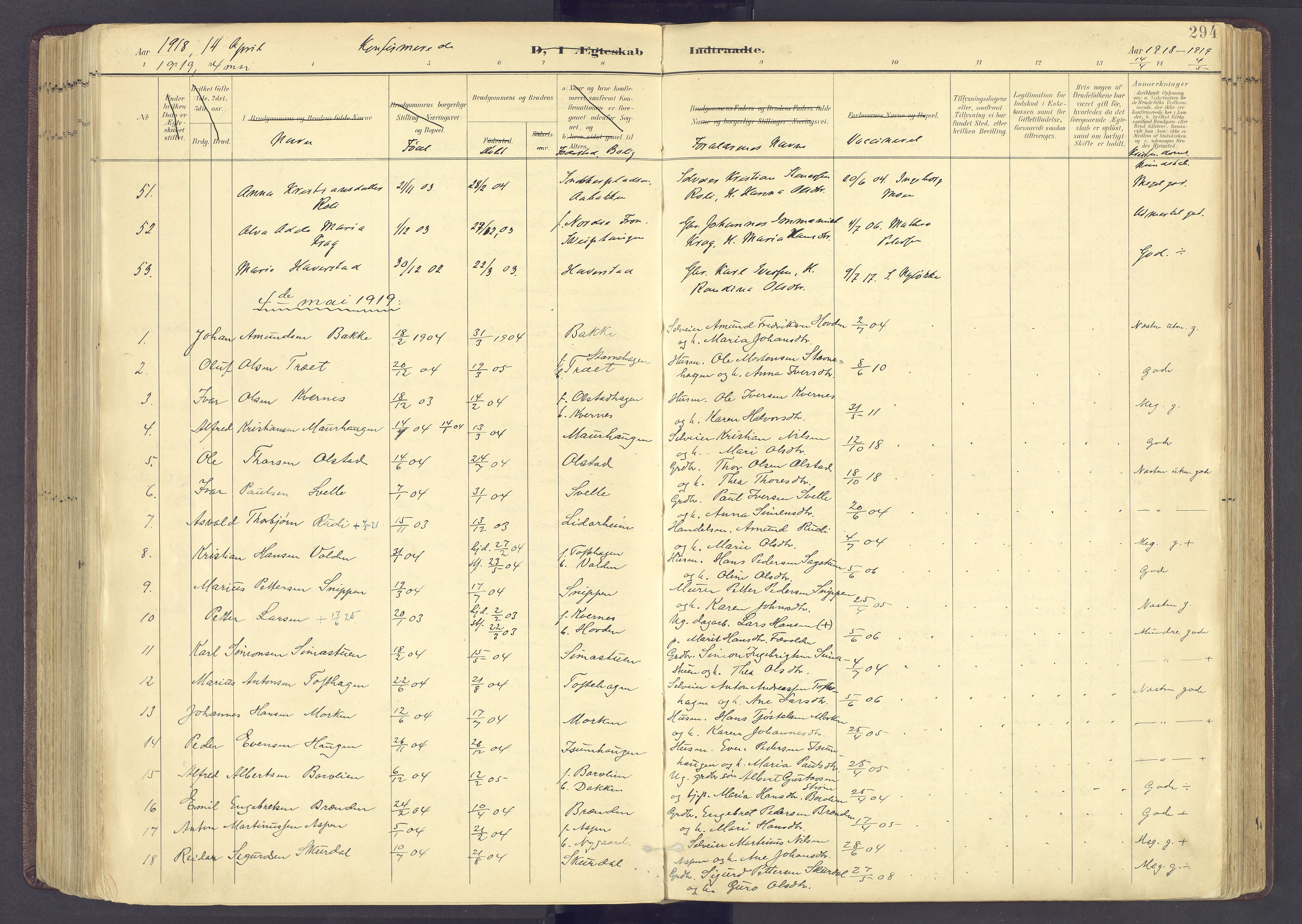 Sør-Fron prestekontor, AV/SAH-PREST-010/H/Ha/Haa/L0004: Parish register (official) no. 4, 1898-1919, p. 294