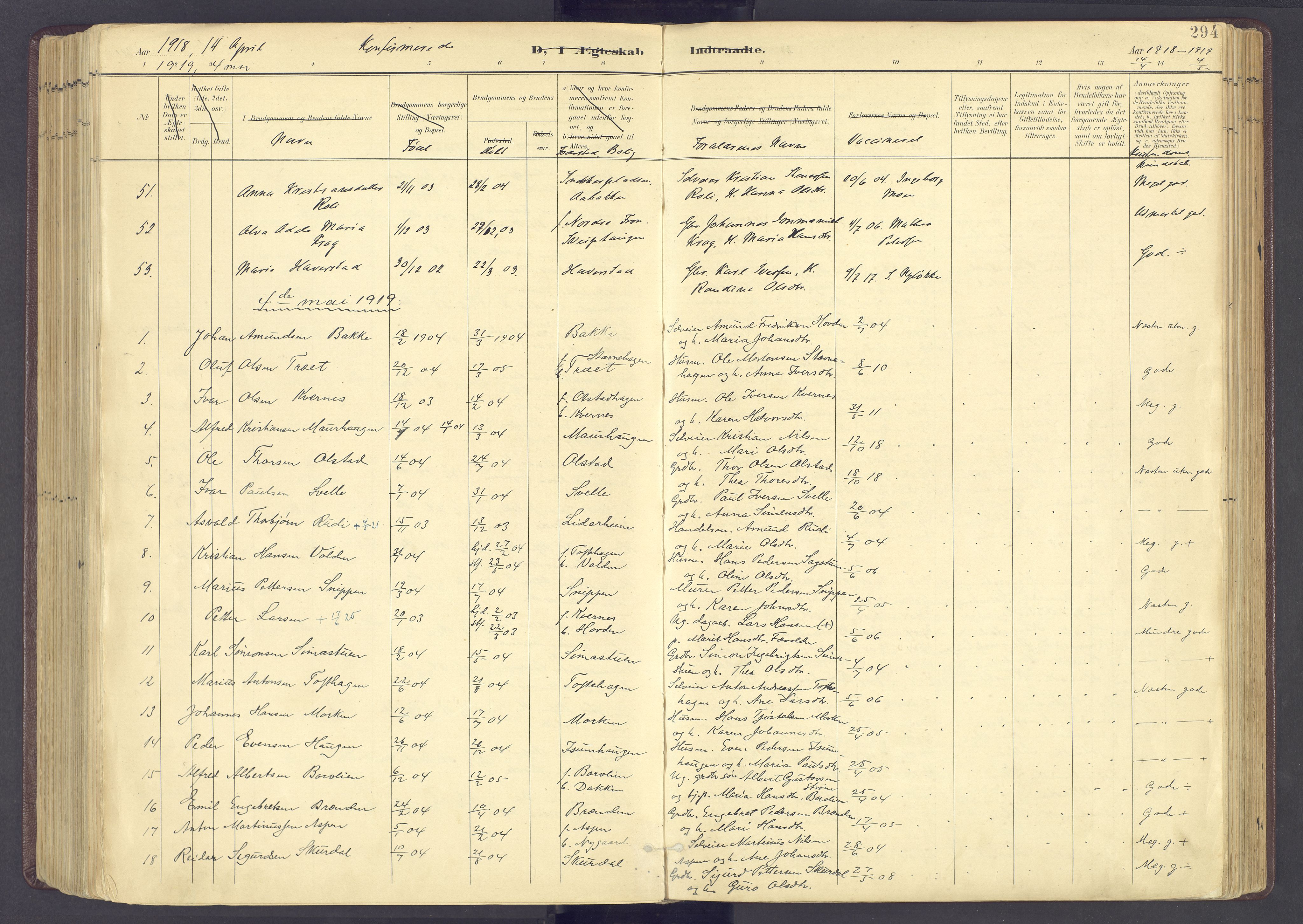 Sør-Fron prestekontor, SAH/PREST-010/H/Ha/Haa/L0004: Parish register (official) no. 4, 1898-1919, p. 294