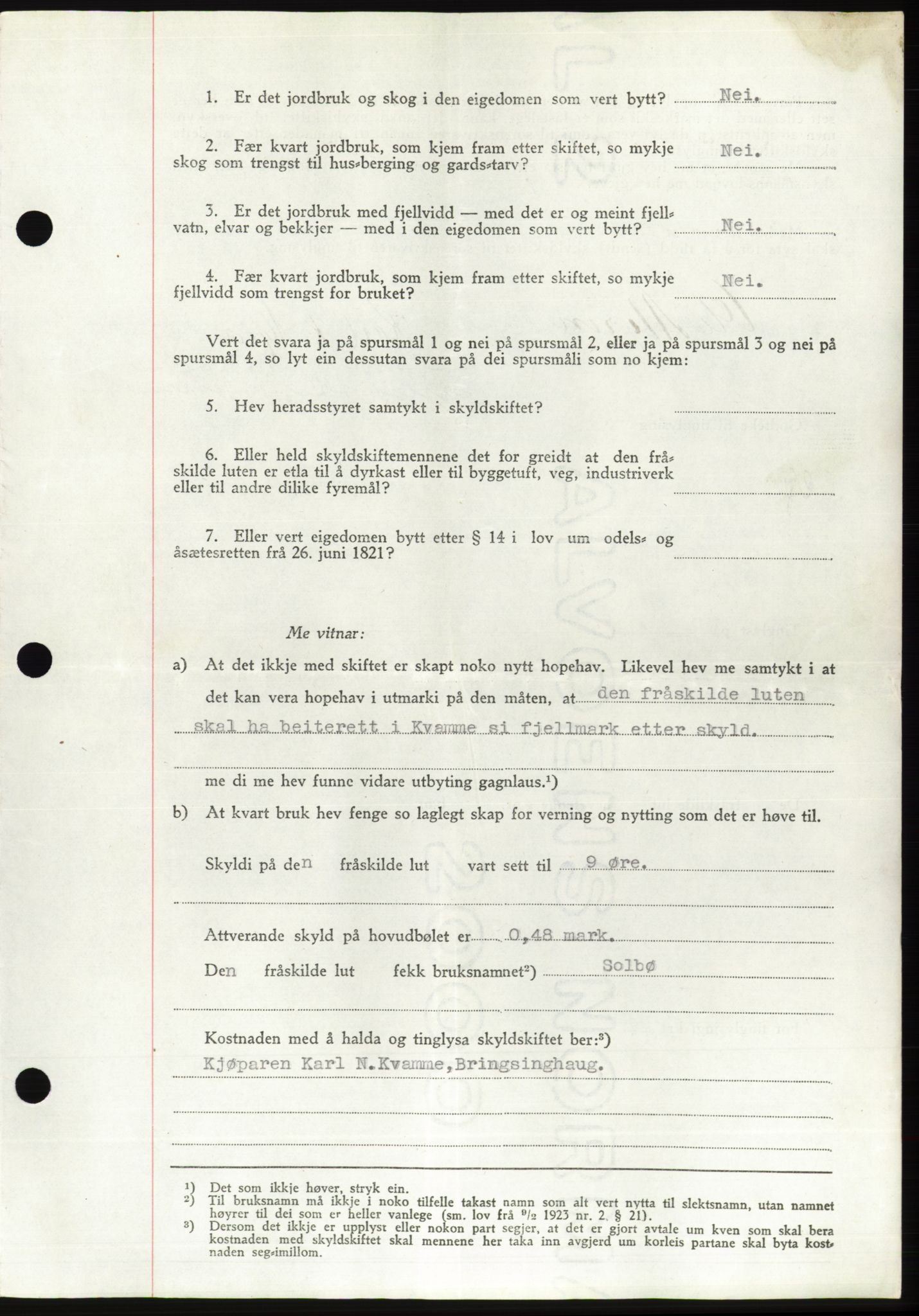 Søre Sunnmøre sorenskriveri, AV/SAT-A-4122/1/2/2C/L0078: Mortgage book no. 4A, 1946-1946, Diary no: : 469/1946