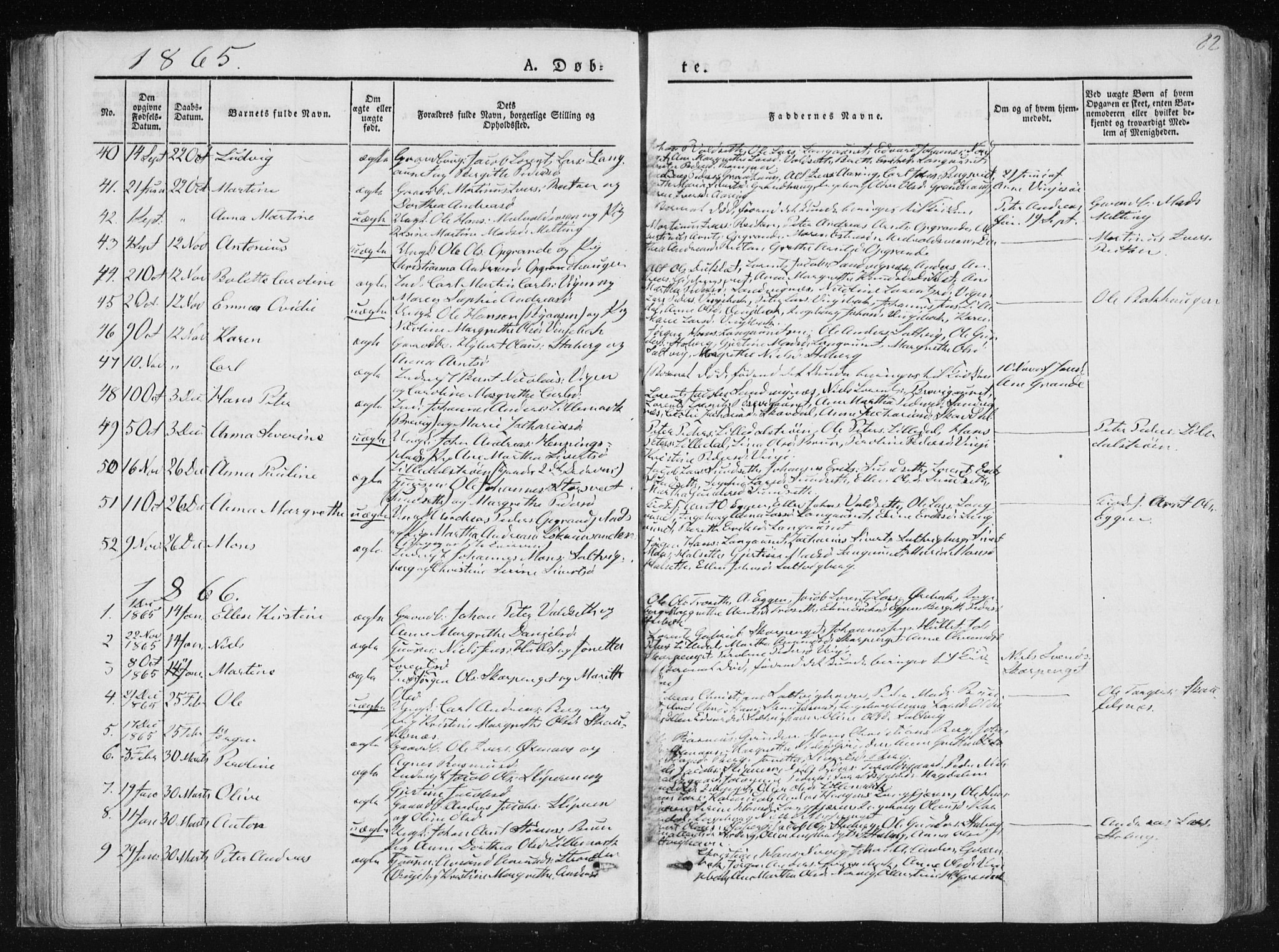 Ministerialprotokoller, klokkerbøker og fødselsregistre - Nord-Trøndelag, SAT/A-1458/733/L0323: Parish register (official) no. 733A02, 1843-1870, p. 82