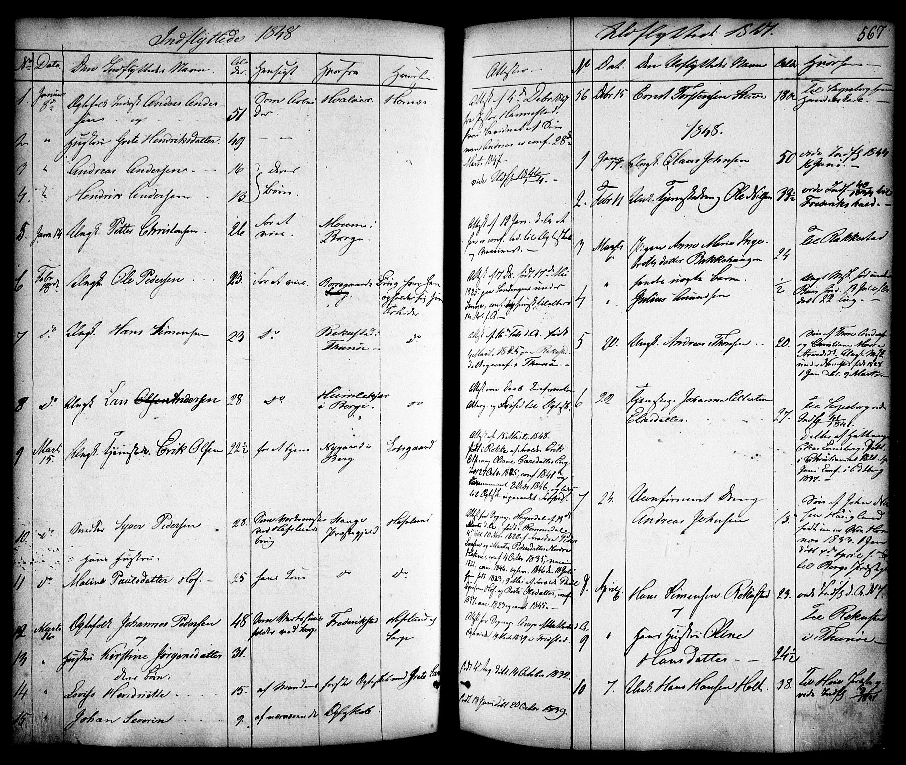 Skjeberg prestekontor Kirkebøker, SAO/A-10923/F/Fa/L0006: Parish register (official) no. I 6, 1846-1858, p. 567