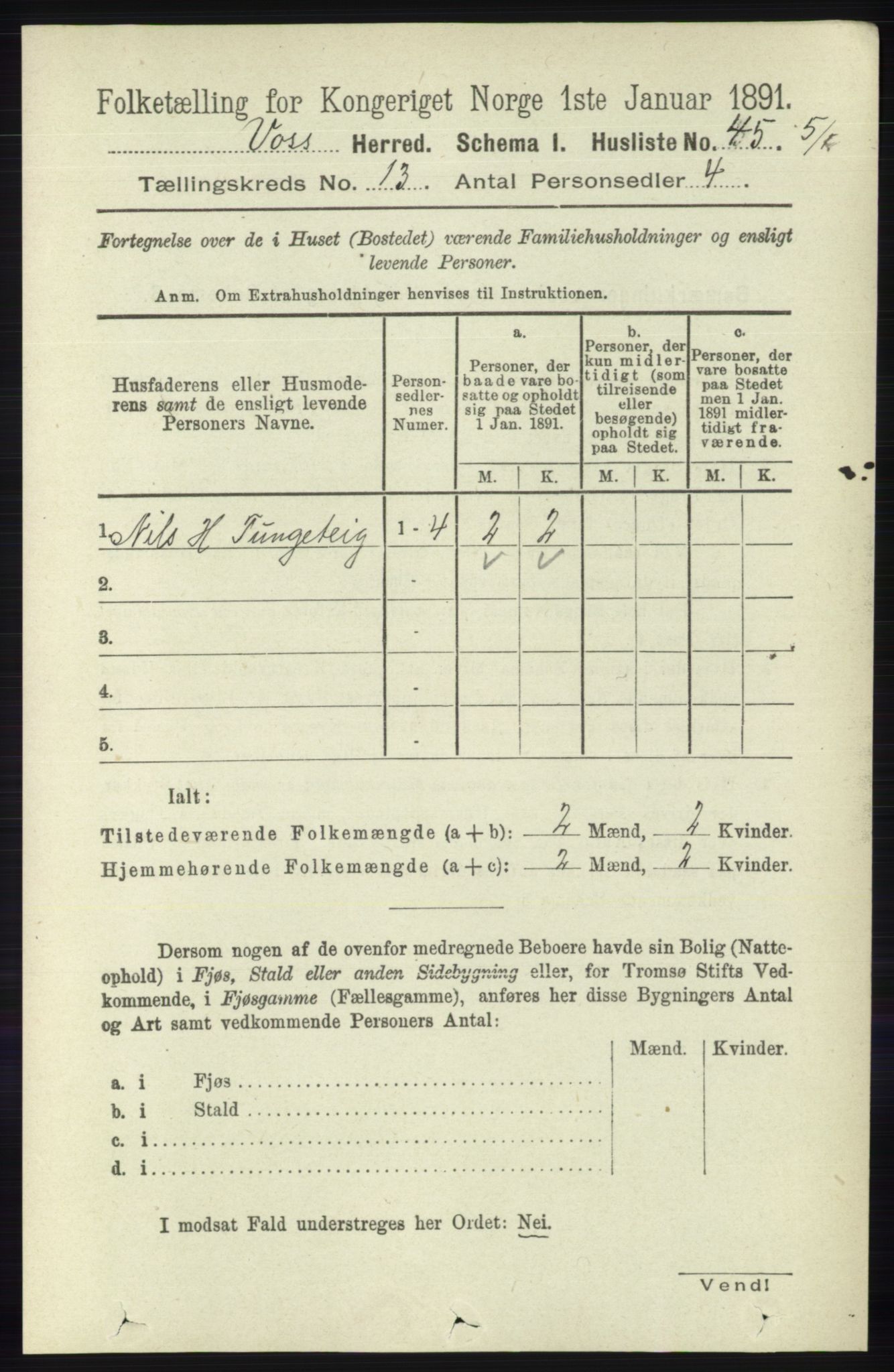 RA, 1891 census for 1235 Voss, 1891, p. 6881