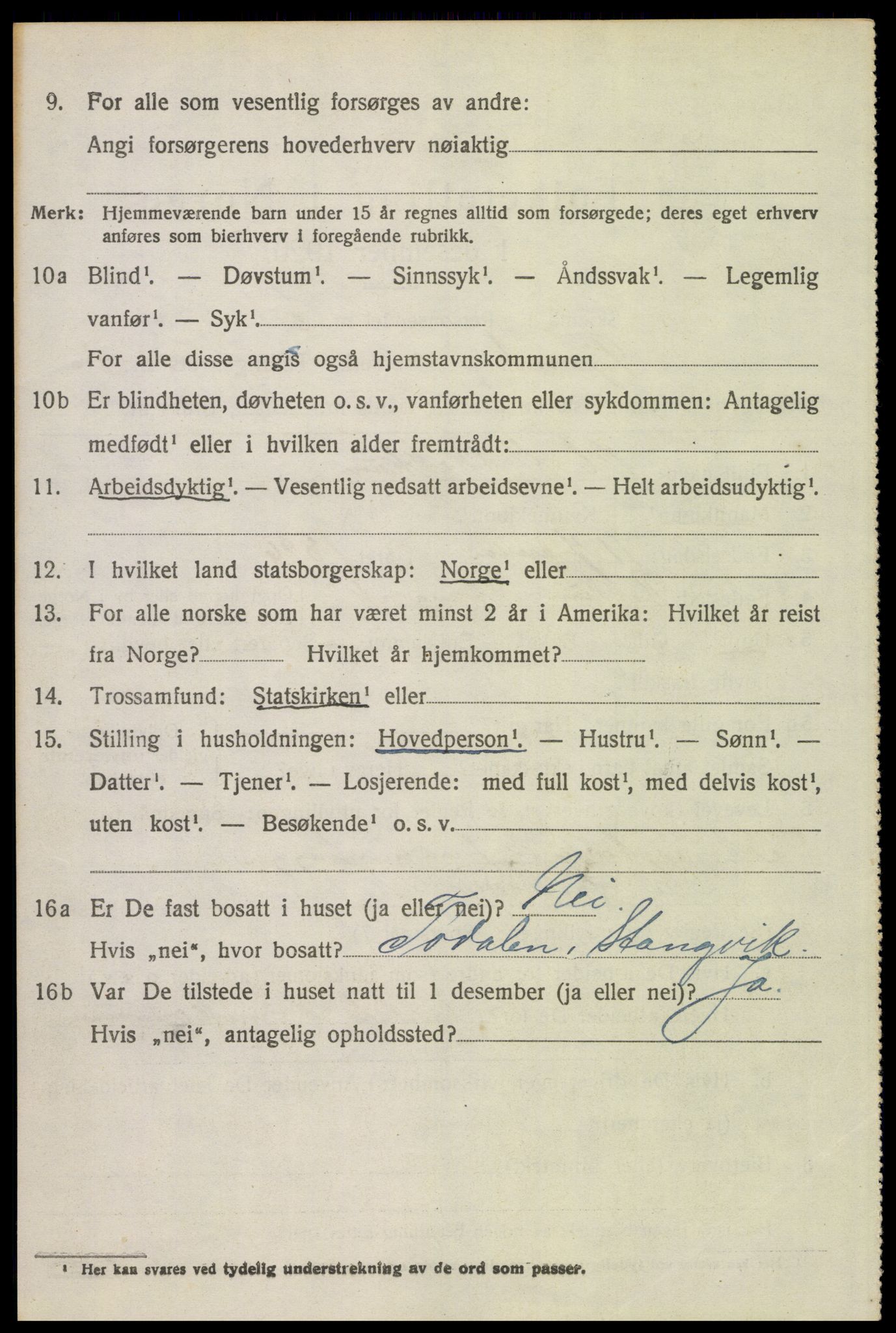SAH, 1920 census for Tynset, 1920, p. 2269