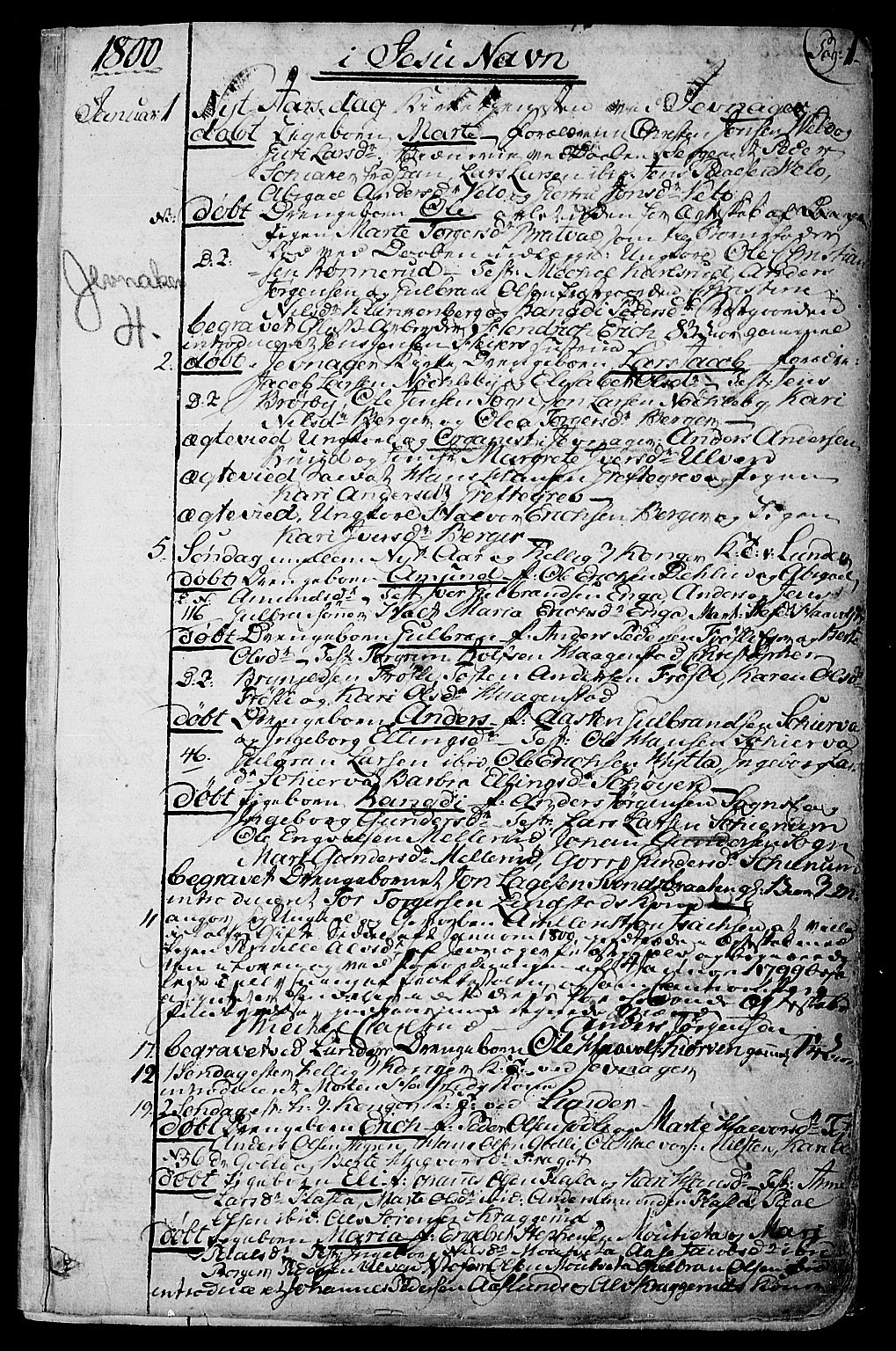 Jevnaker prestekontor, SAH/PREST-116/H/Ha/Haa/L0004: Parish register (official) no. 4, 1800-1861, p. 0-1