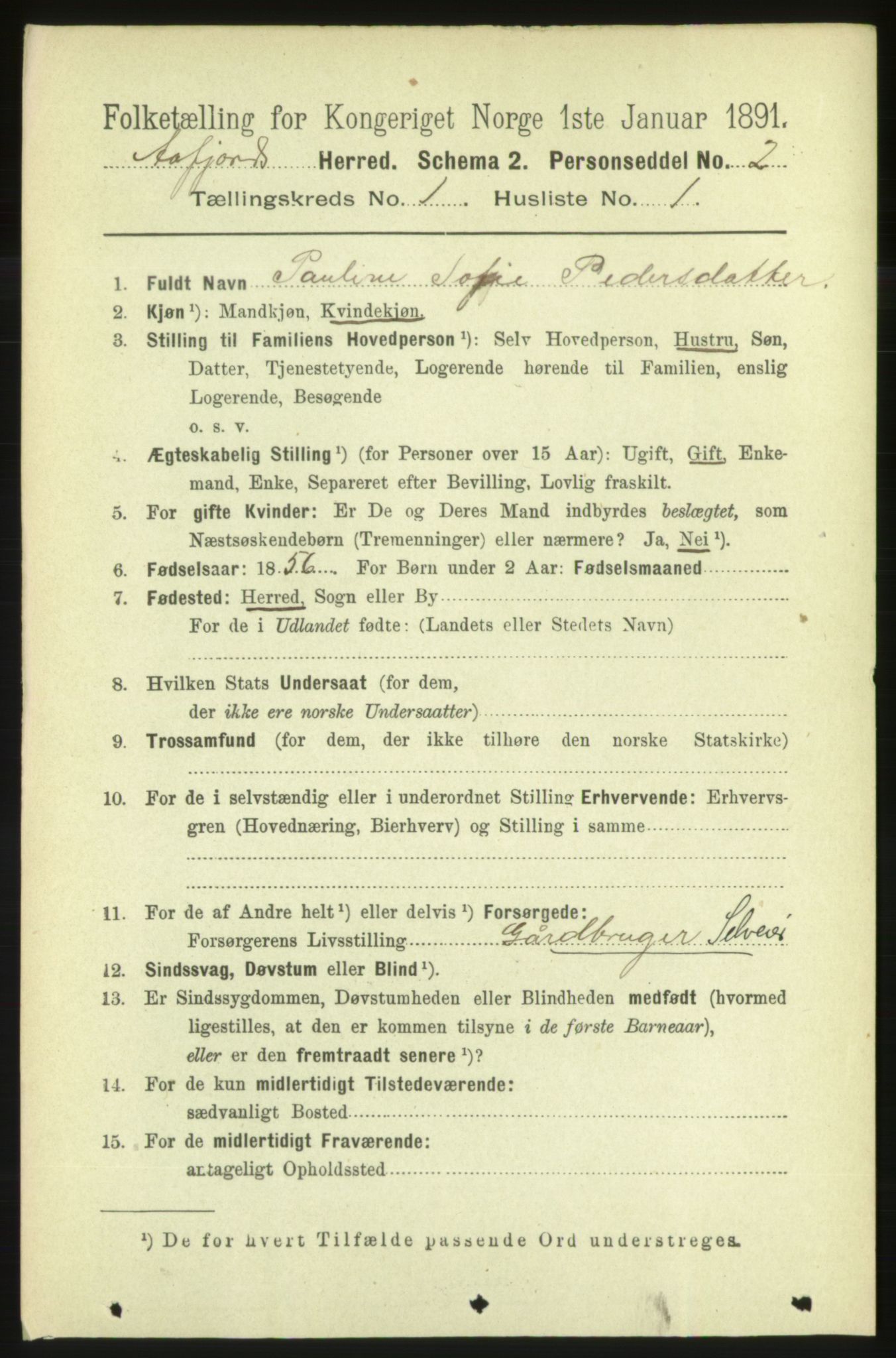 RA, 1891 census for 1630 Åfjord, 1891, p. 73