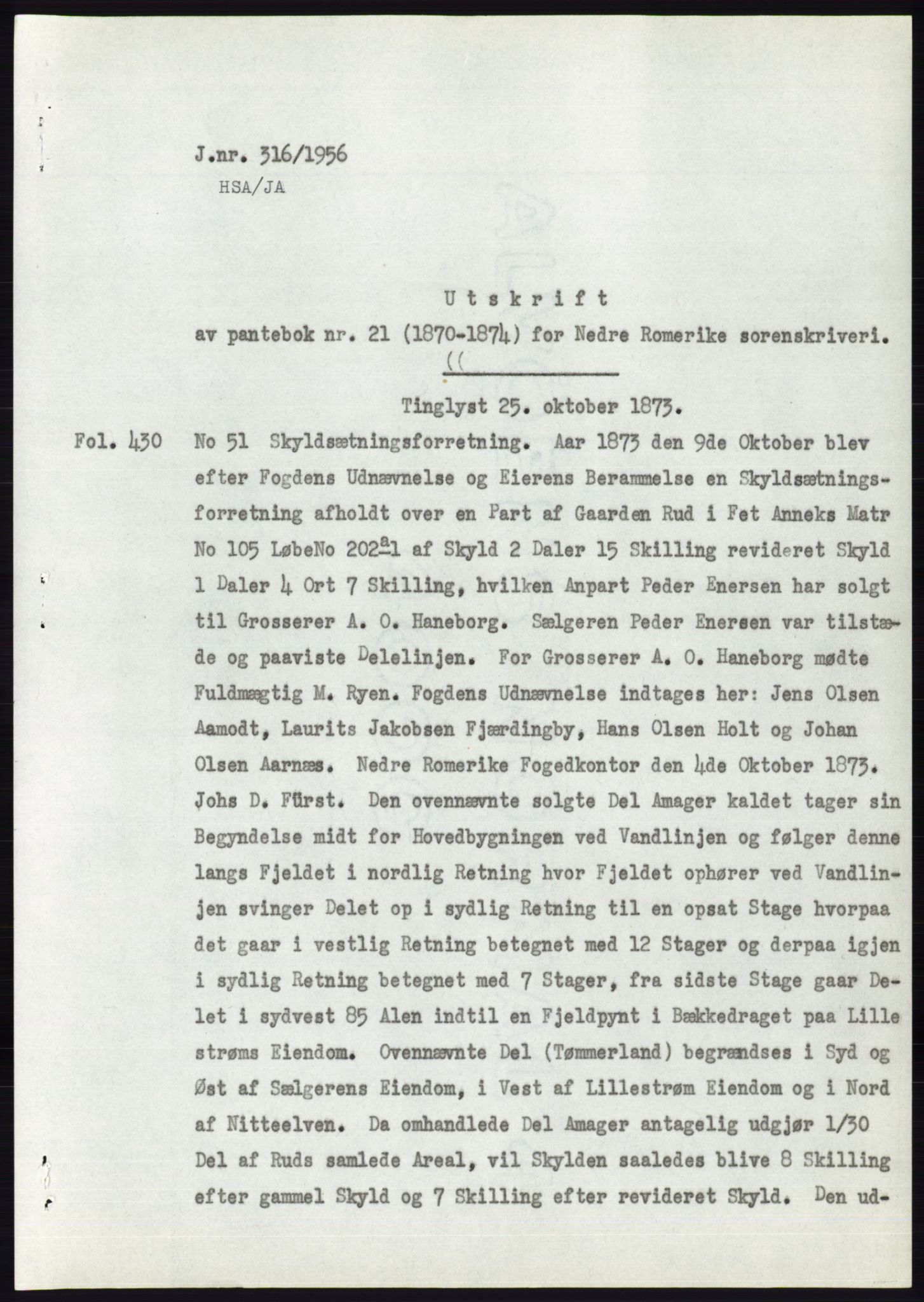 Statsarkivet i Oslo, AV/SAO-A-10621/Z/Zd/L0004: Avskrifter, j.nr 1-797/1956, 1956, p. 191