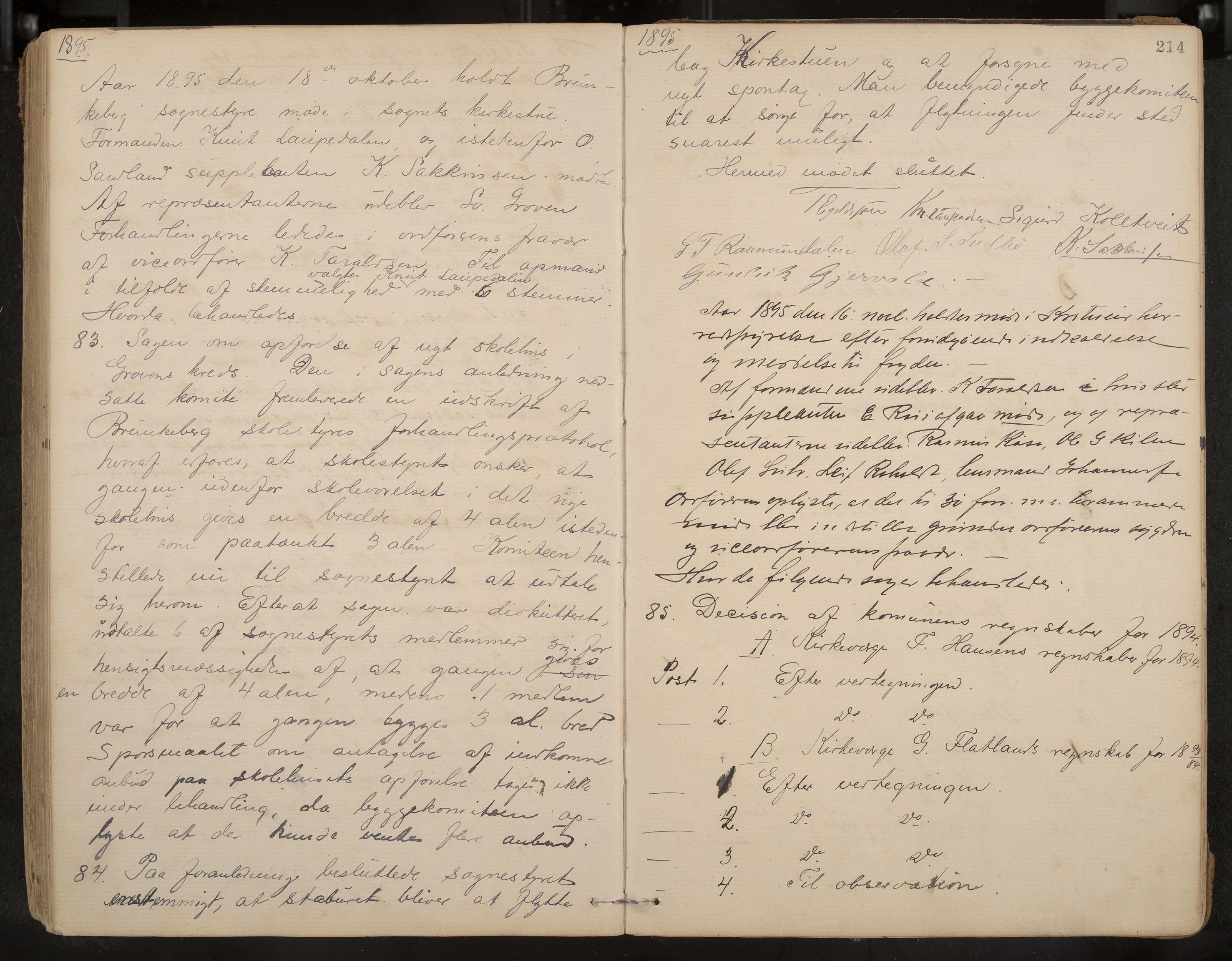 Kviteseid formannskap og sentraladministrasjon, IKAK/0829021/A/Aa/L0003: Møtebok, 1885-1896, p. 214