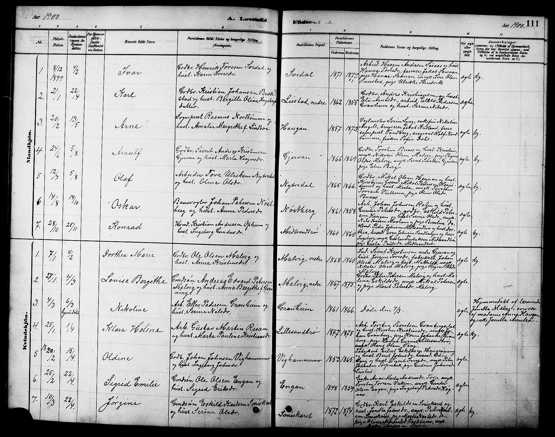 Ministerialprotokoller, klokkerbøker og fødselsregistre - Sør-Trøndelag, SAT/A-1456/616/L0423: Parish register (copy) no. 616C06, 1878-1903, p. 111