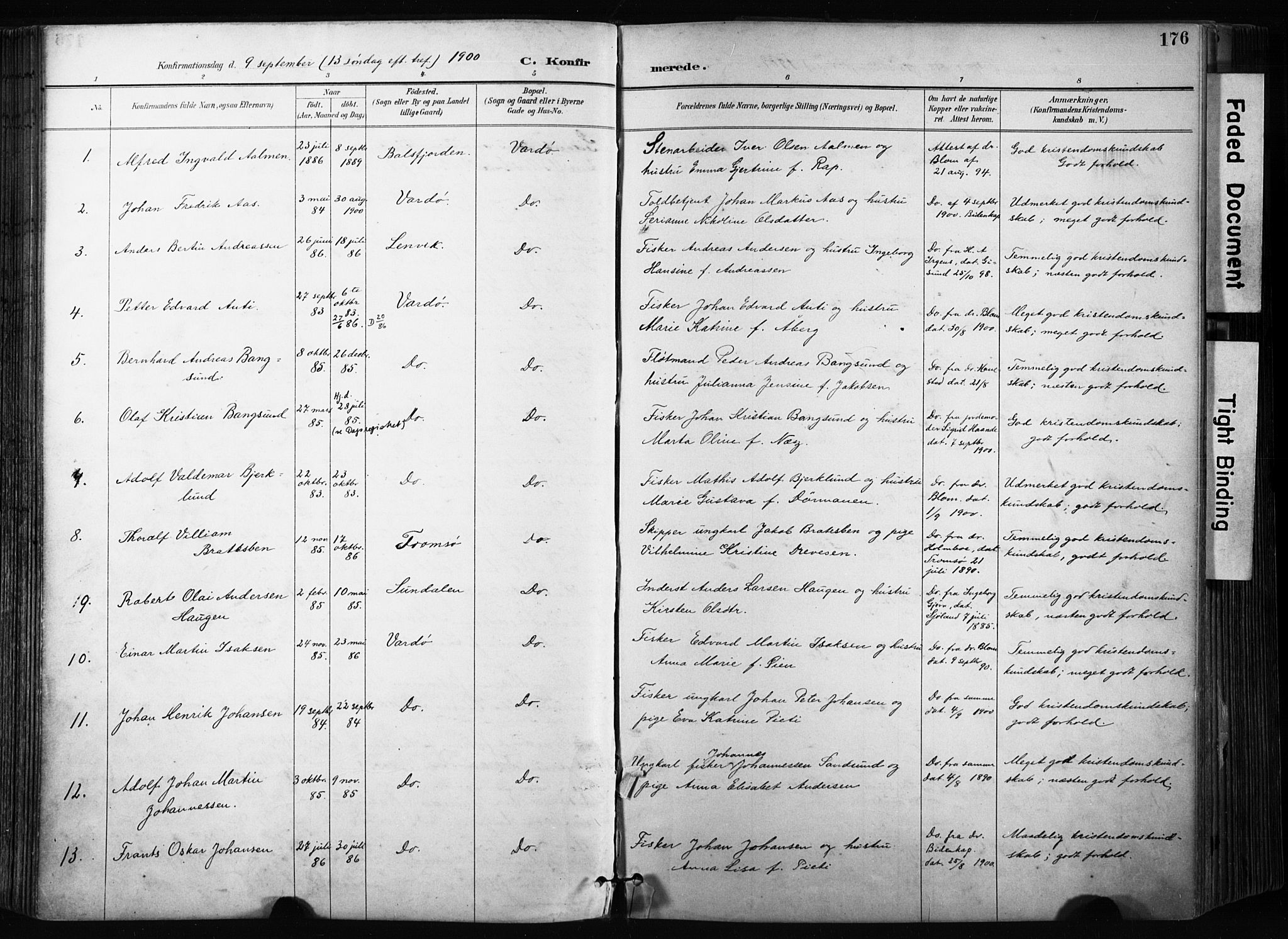 Vardø sokneprestkontor, SATØ/S-1332/H/Ha/L0010kirke: Parish register (official) no. 10, 1895-1907, p. 176