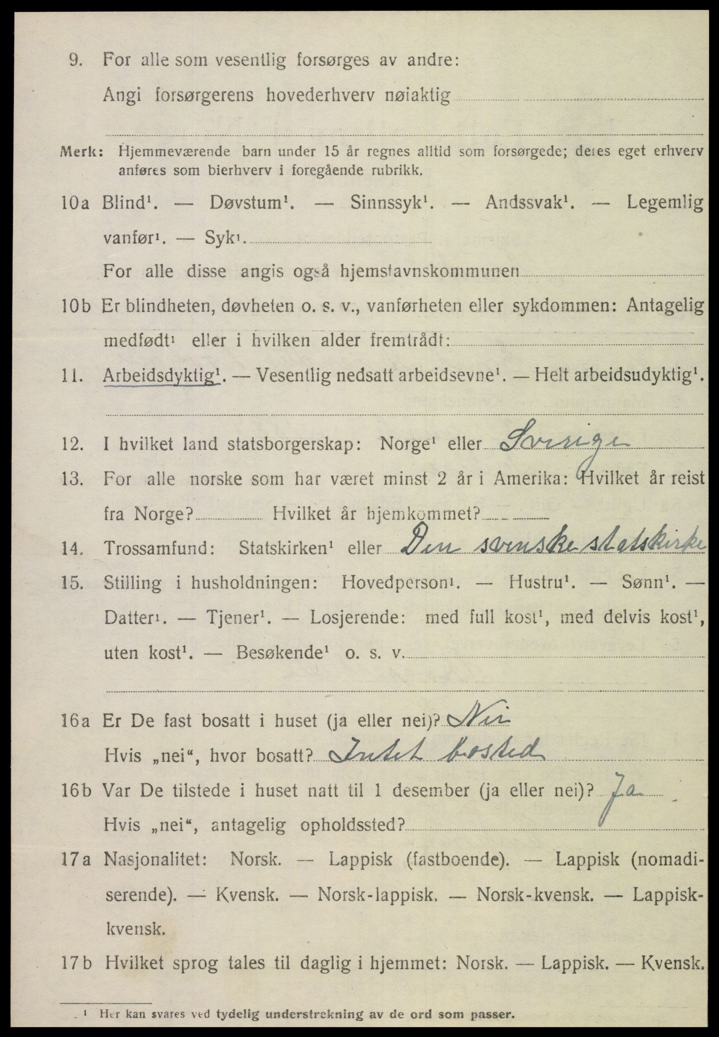 SAT, 1920 census for Mosvik, 1920, p. 845