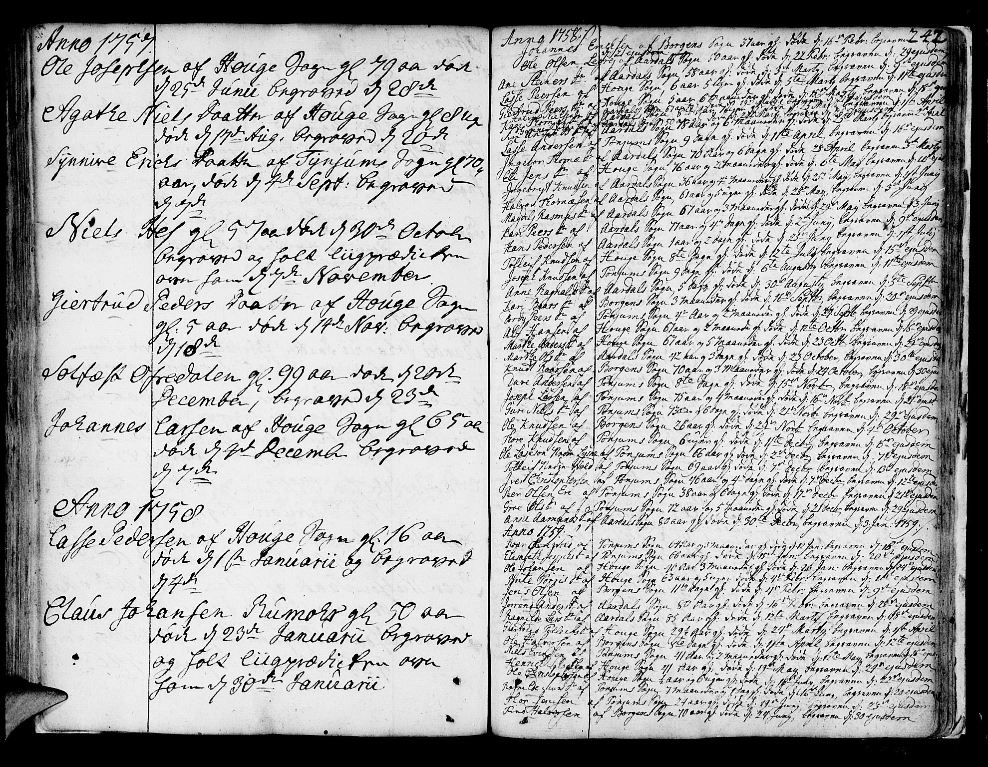 Lærdal sokneprestembete, SAB/A-81201: Parish register (official) no. A 2, 1752-1782, p. 242