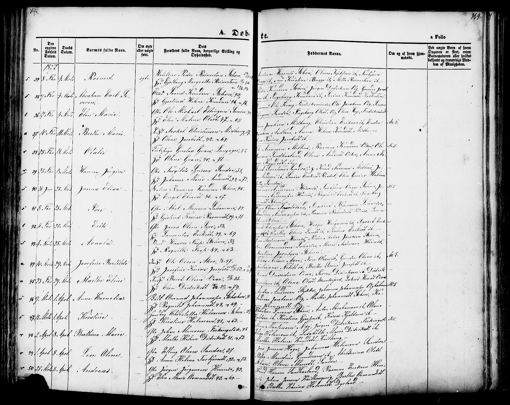 Skudenes sokneprestkontor, SAST/A -101849/H/Ha/Haa/L0006: Parish register (official) no. A 4, 1864-1881, p. 159