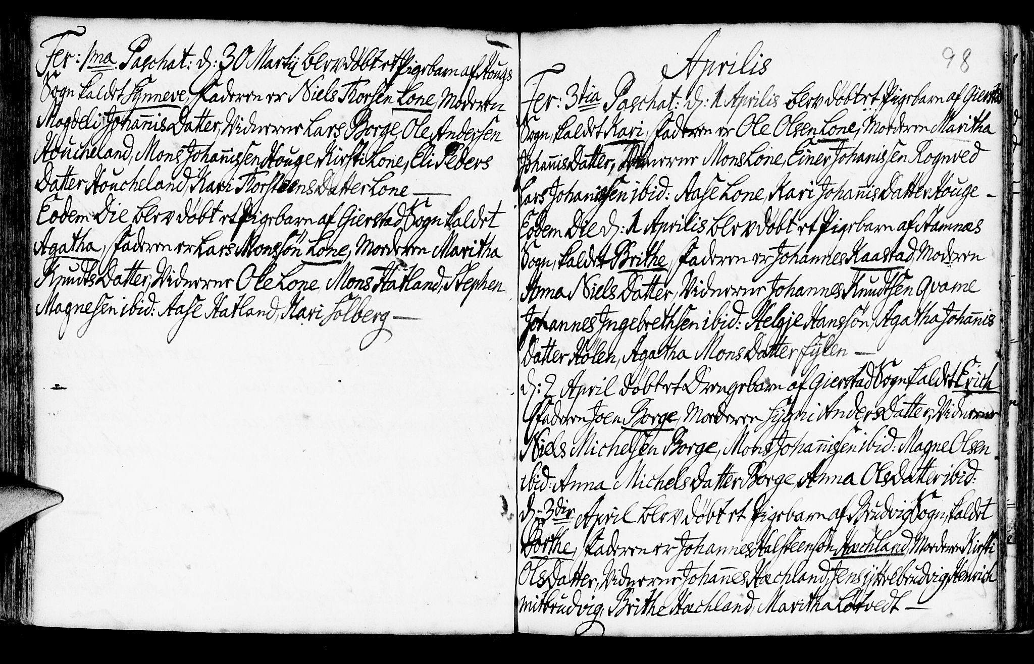 Haus sokneprestembete, AV/SAB-A-75601/H/Haa: Parish register (official) no. A 6, 1748-1758, p. 98