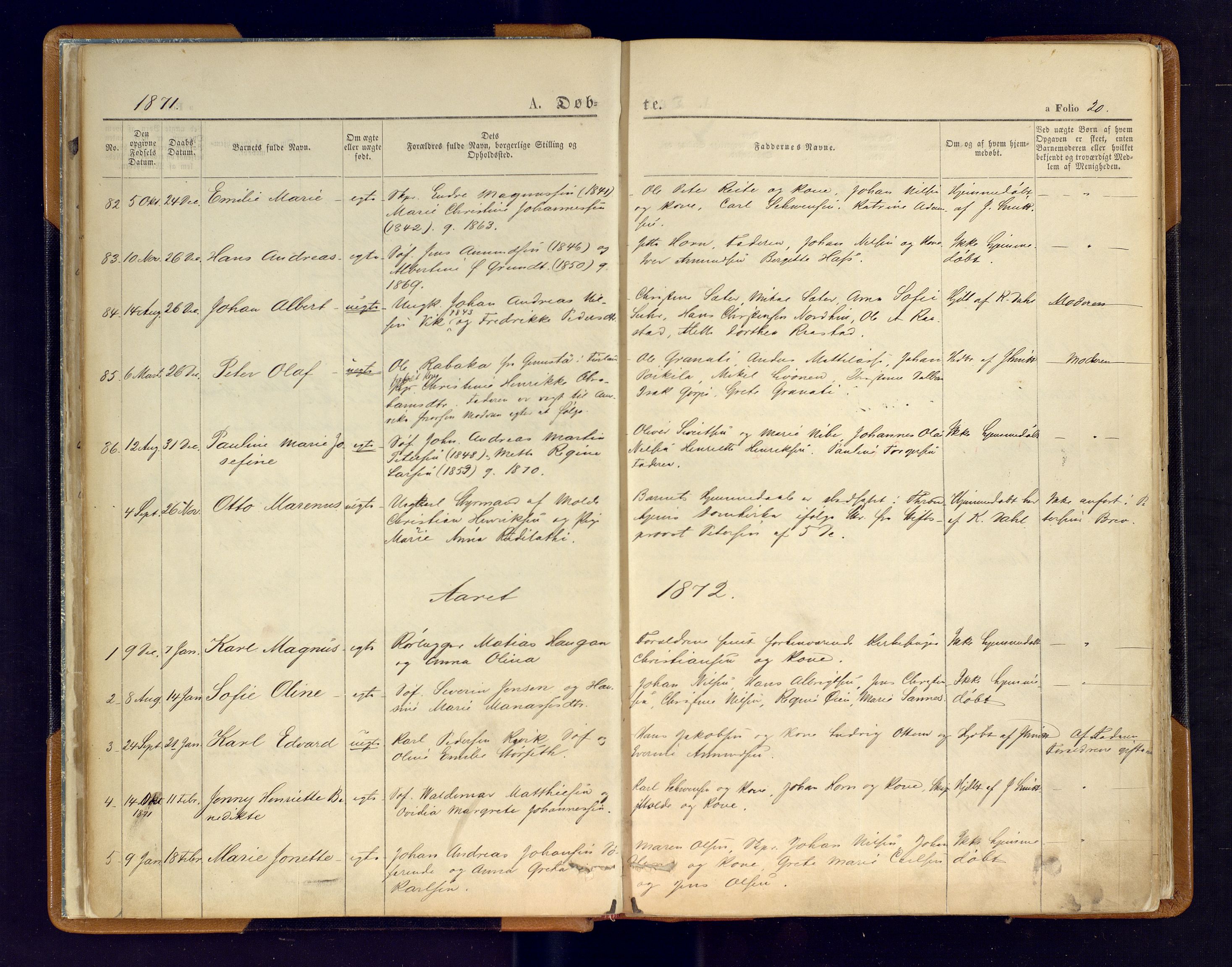 Hammerfest sokneprestkontor, AV/SATØ-S-1347/H/Ha/L0006.kirke: Parish register (official) no. 6, 1869-1877, p. 20