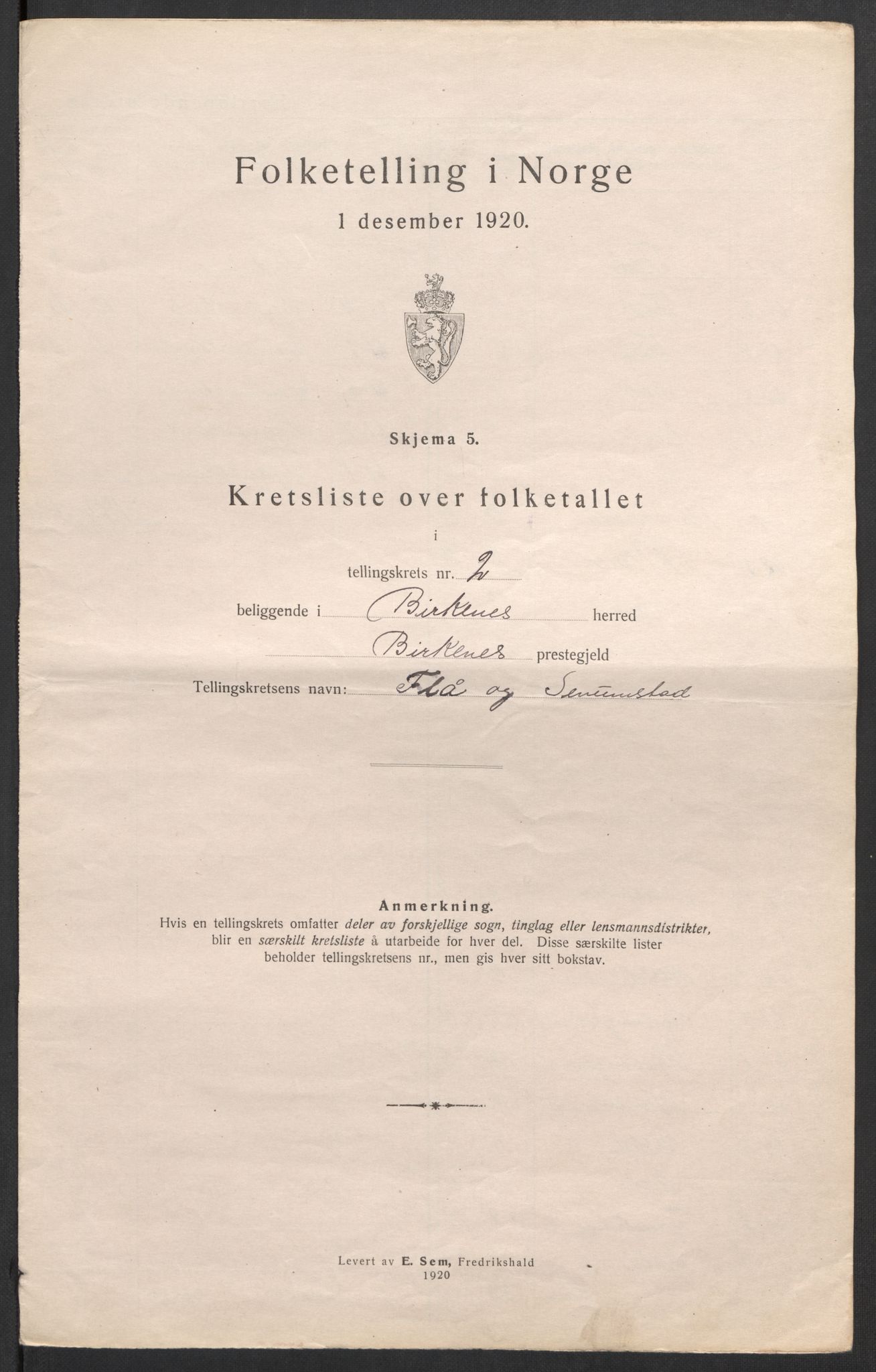 SAK, 1920 census for Birkenes, 1920, p. 10