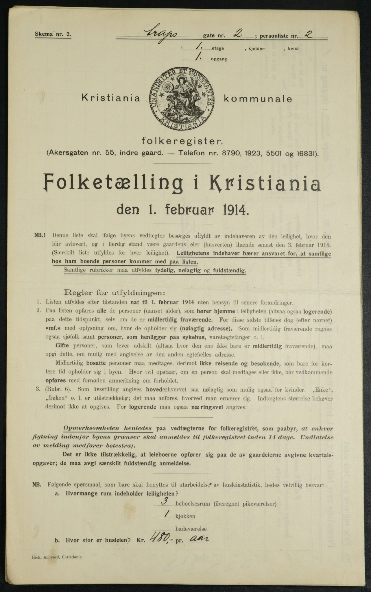 OBA, Municipal Census 1914 for Kristiania, 1914, p. 2169