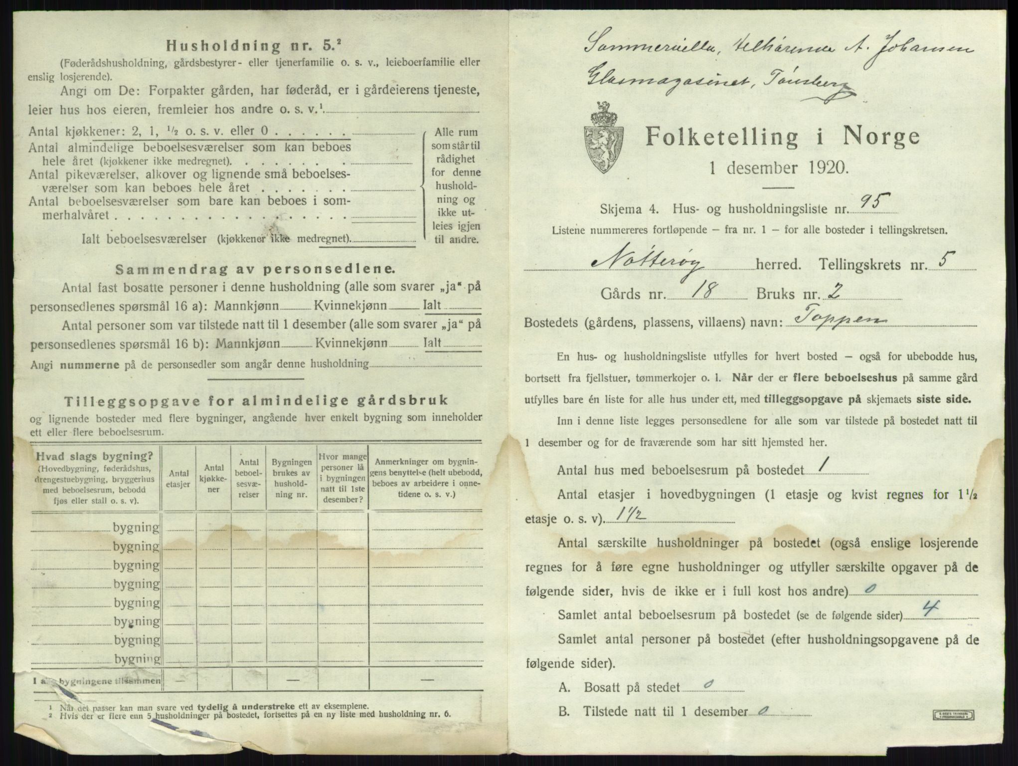 SAKO, 1920 census for Nøtterøy, 1920, p. 1060