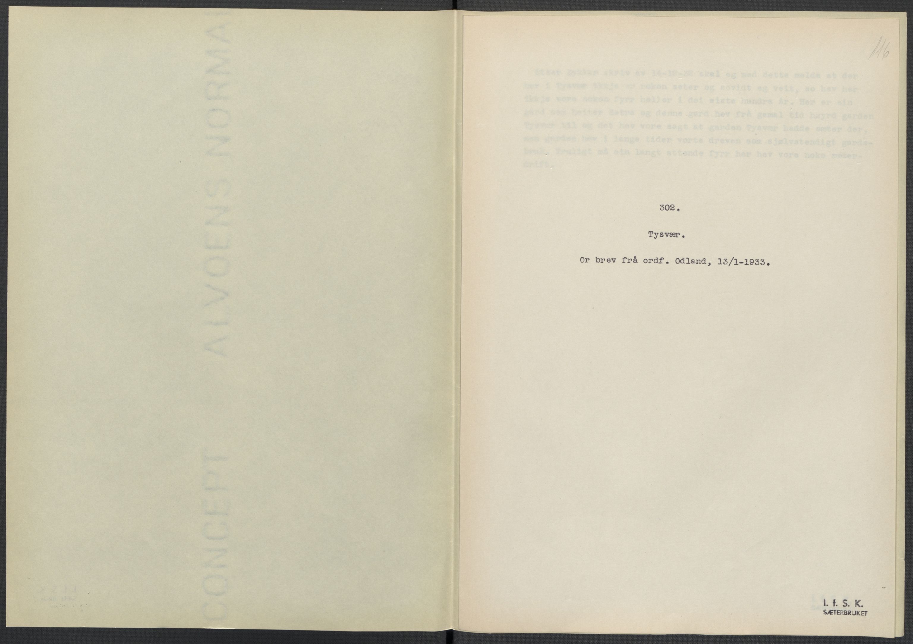 Instituttet for sammenlignende kulturforskning, AV/RA-PA-0424/F/Fc/L0009/0002: Eske B9: / Rogaland (perm XXIII), 1932-1938, p. 116