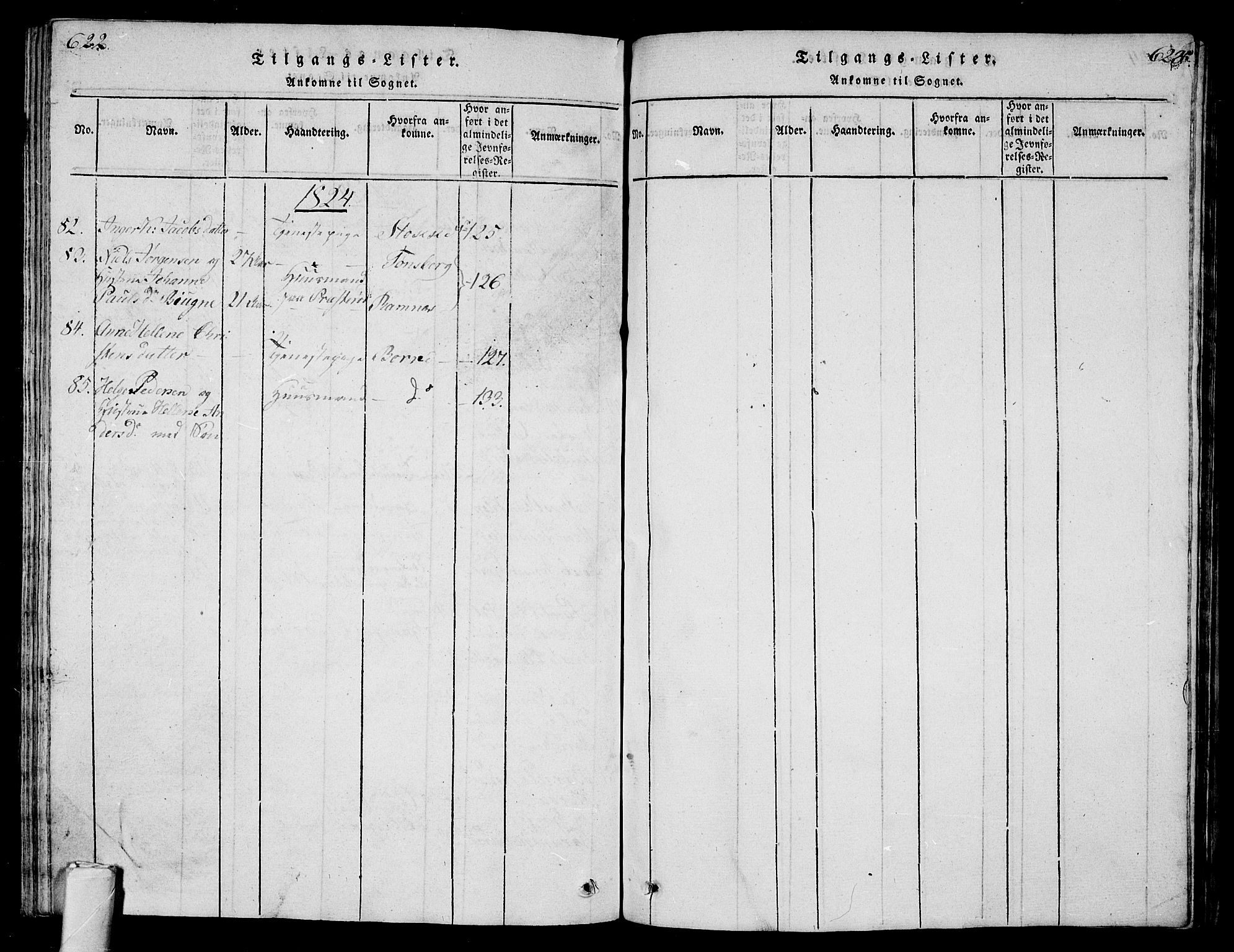 Sem kirkebøker, AV/SAKO-A-5/G/Ga/L0001: Parish register (copy) no. I 1, 1814-1825, p. 622-623