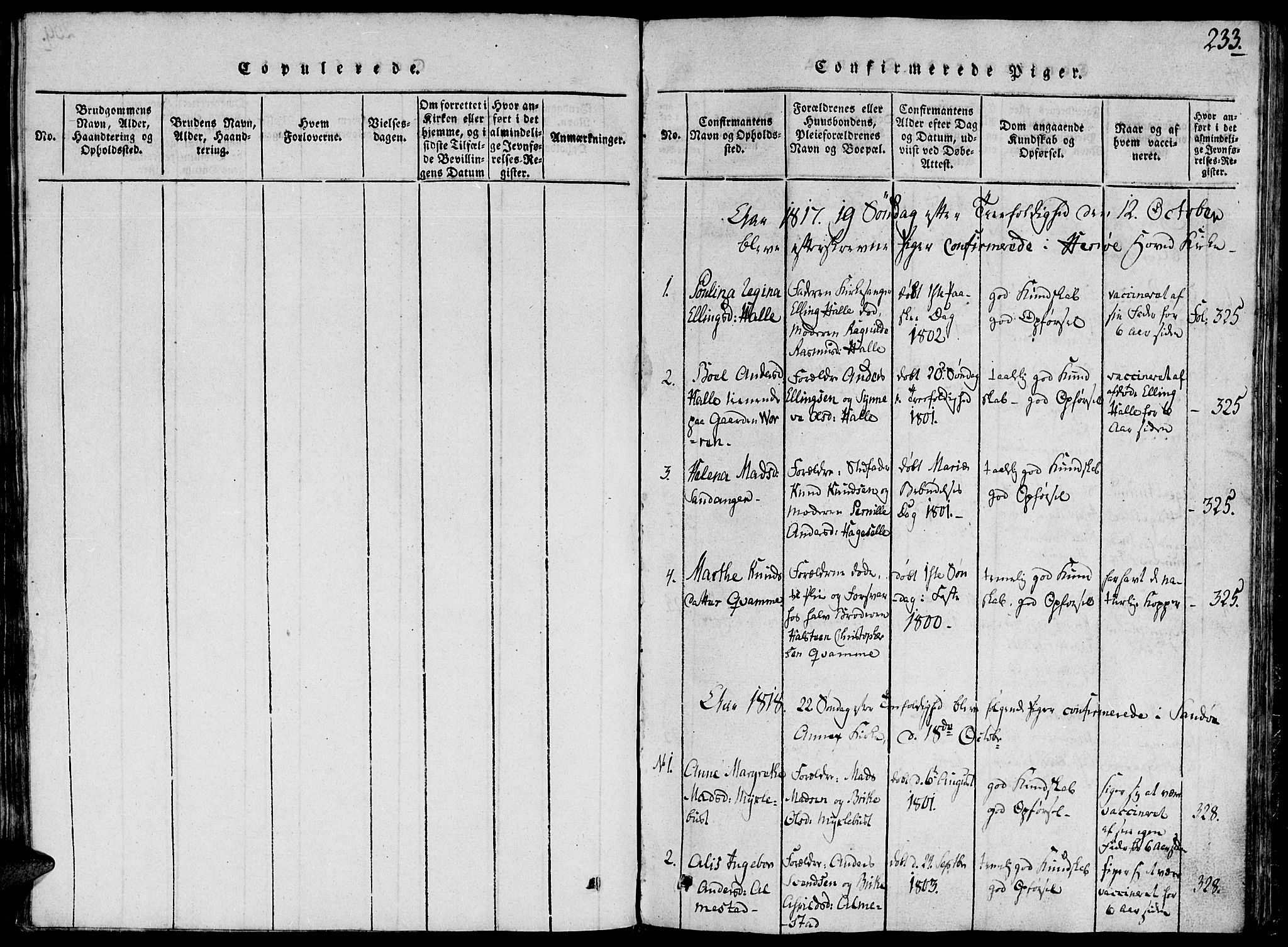 Ministerialprotokoller, klokkerbøker og fødselsregistre - Møre og Romsdal, SAT/A-1454/503/L0033: Parish register (official) no. 503A01, 1816-1841, p. 233