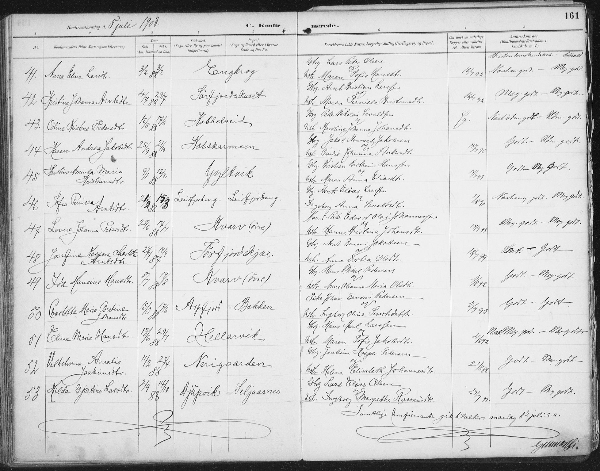 Ministerialprotokoller, klokkerbøker og fødselsregistre - Nordland, AV/SAT-A-1459/854/L0779: Parish register (official) no. 854A02, 1892-1909, p. 161