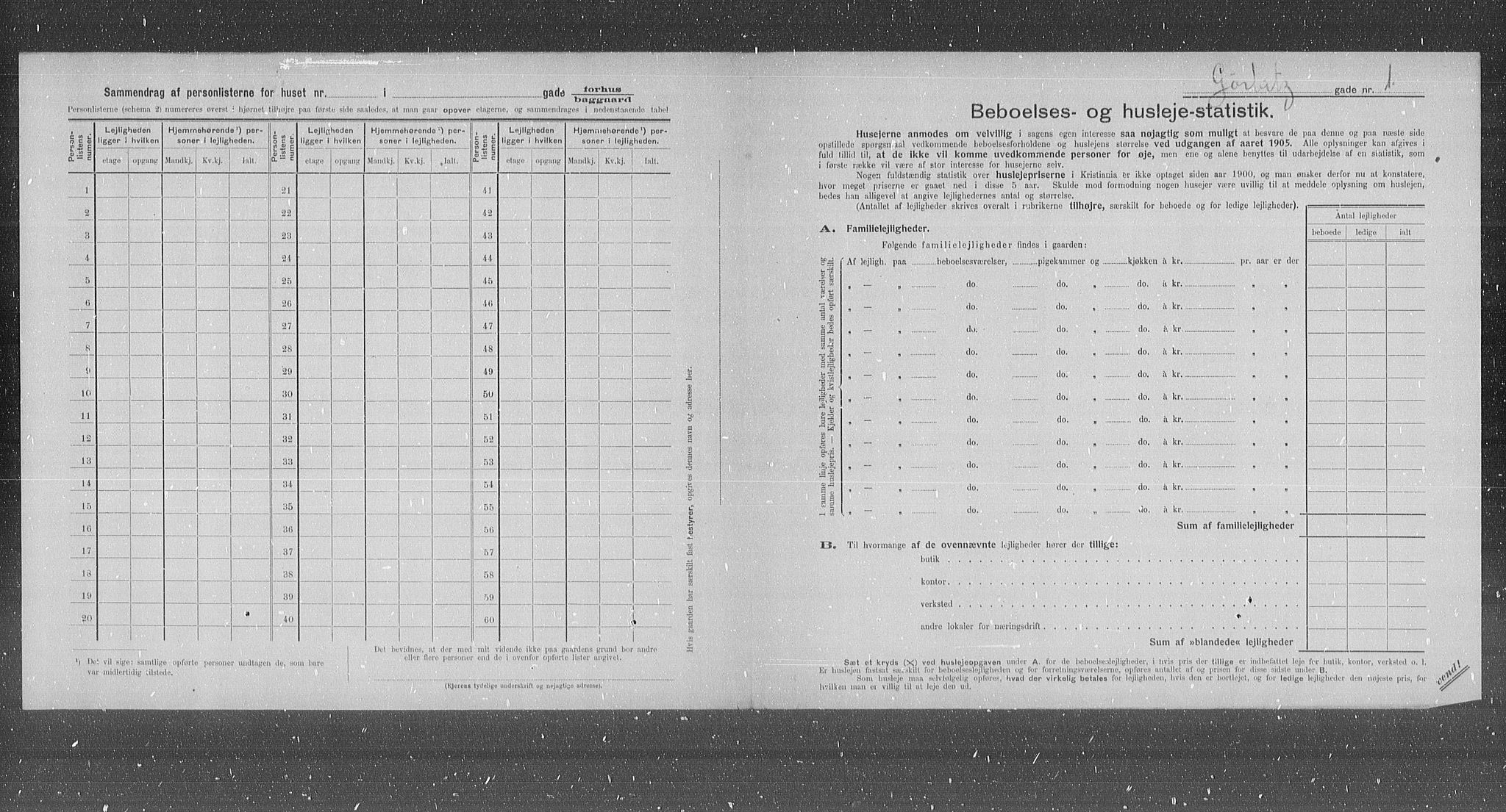 OBA, Municipal Census 1905 for Kristiania, 1905, p. 17184