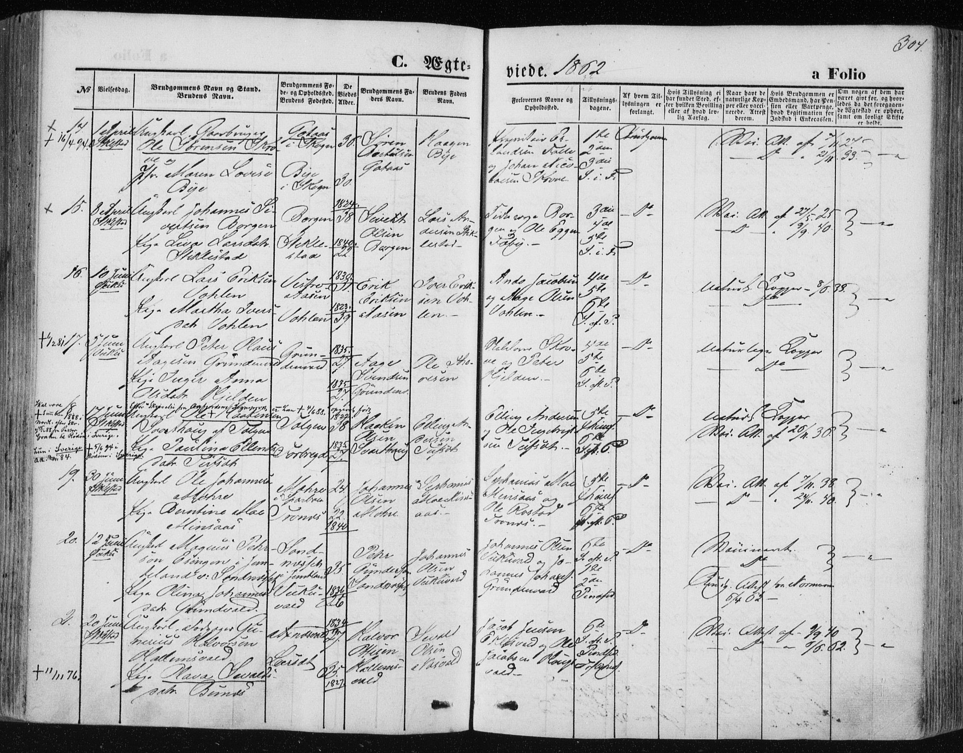 Ministerialprotokoller, klokkerbøker og fødselsregistre - Nord-Trøndelag, AV/SAT-A-1458/723/L0241: Parish register (official) no. 723A10, 1860-1869, p. 304