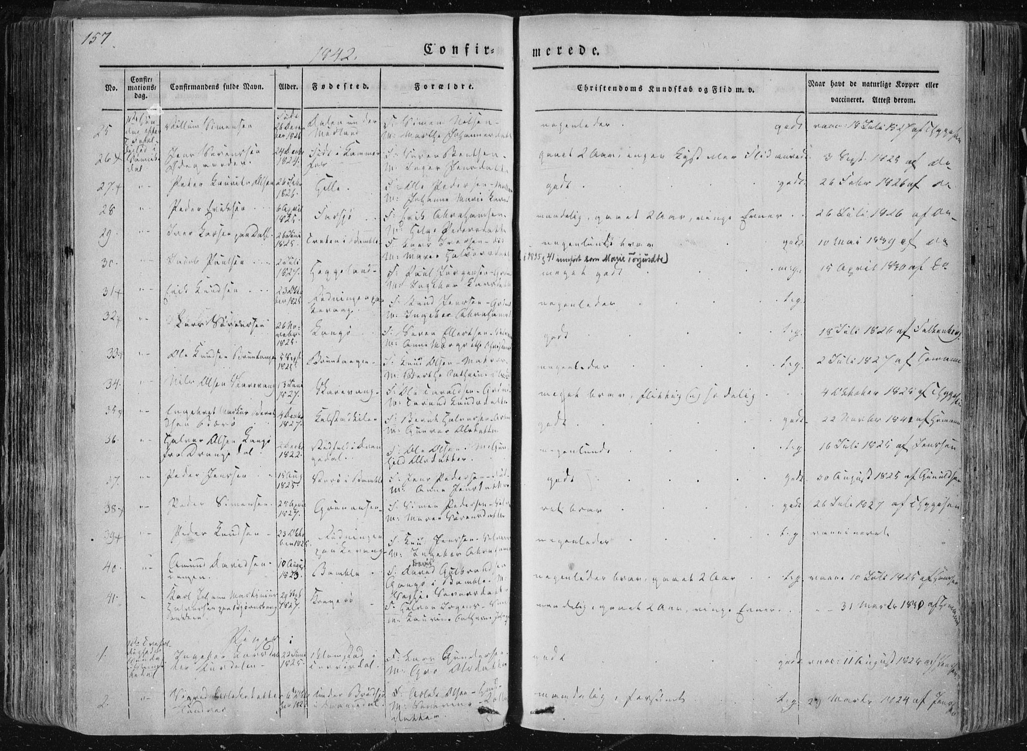 Sannidal kirkebøker, SAKO/A-296/F/Fa/L0007: Parish register (official) no. 7, 1831-1854, p. 157