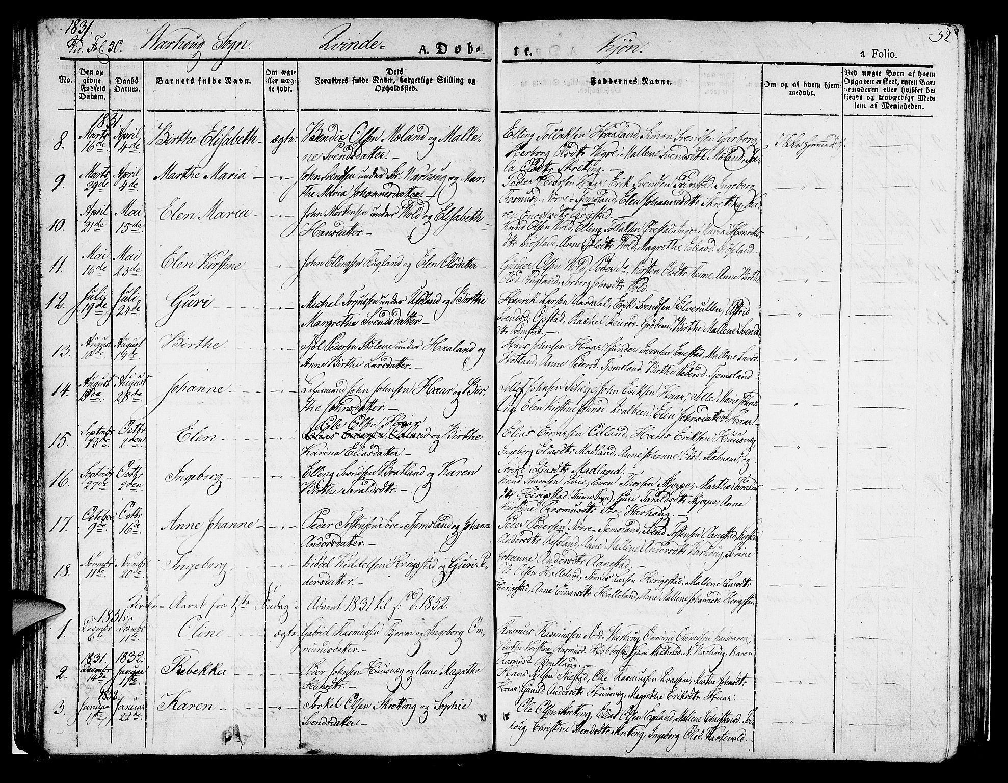 Hå sokneprestkontor, AV/SAST-A-101801/001/30BA/L0004: Parish register (official) no. A 4.1 /2, 1826-1841, p. 52