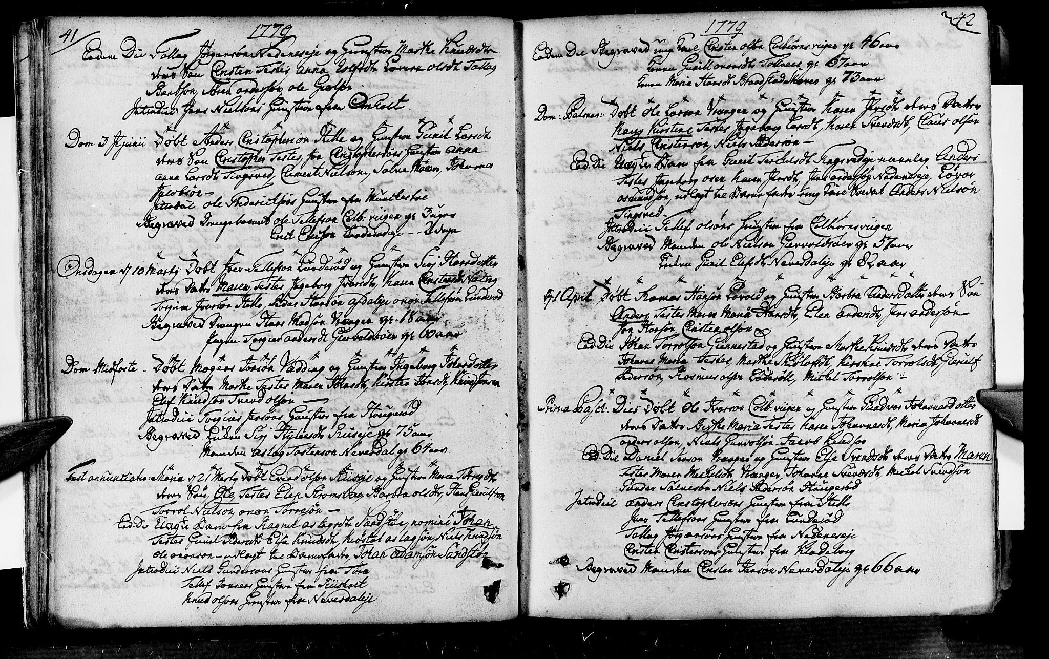 Øyestad sokneprestkontor, AV/SAK-1111-0049/F/Fa/L0008: Parish register (official) no. A 8, 1777-1804, p. 41-42