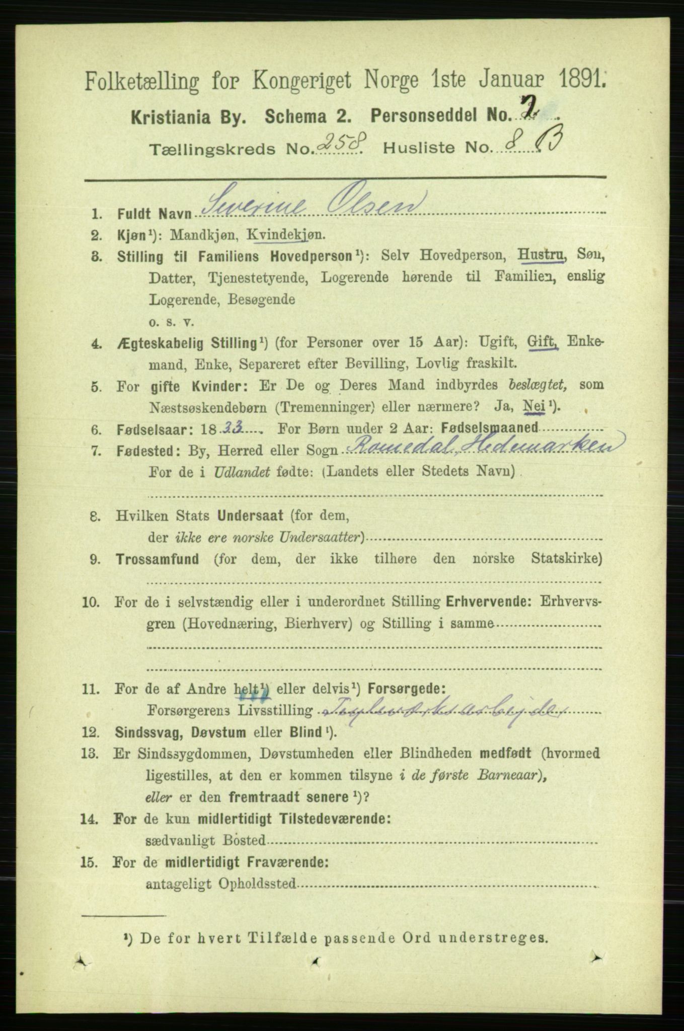 RA, 1891 census for 0301 Kristiania, 1891, p. 157236