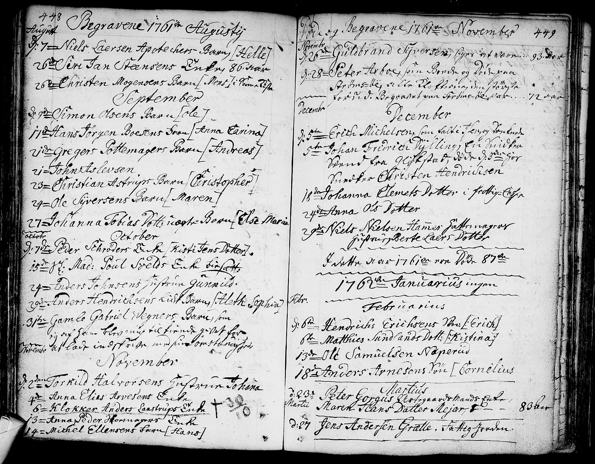 Bragernes kirkebøker, SAKO/A-6/F/Fa/L0005: Parish register (official) no. I 5, 1759-1781, p. 448-449