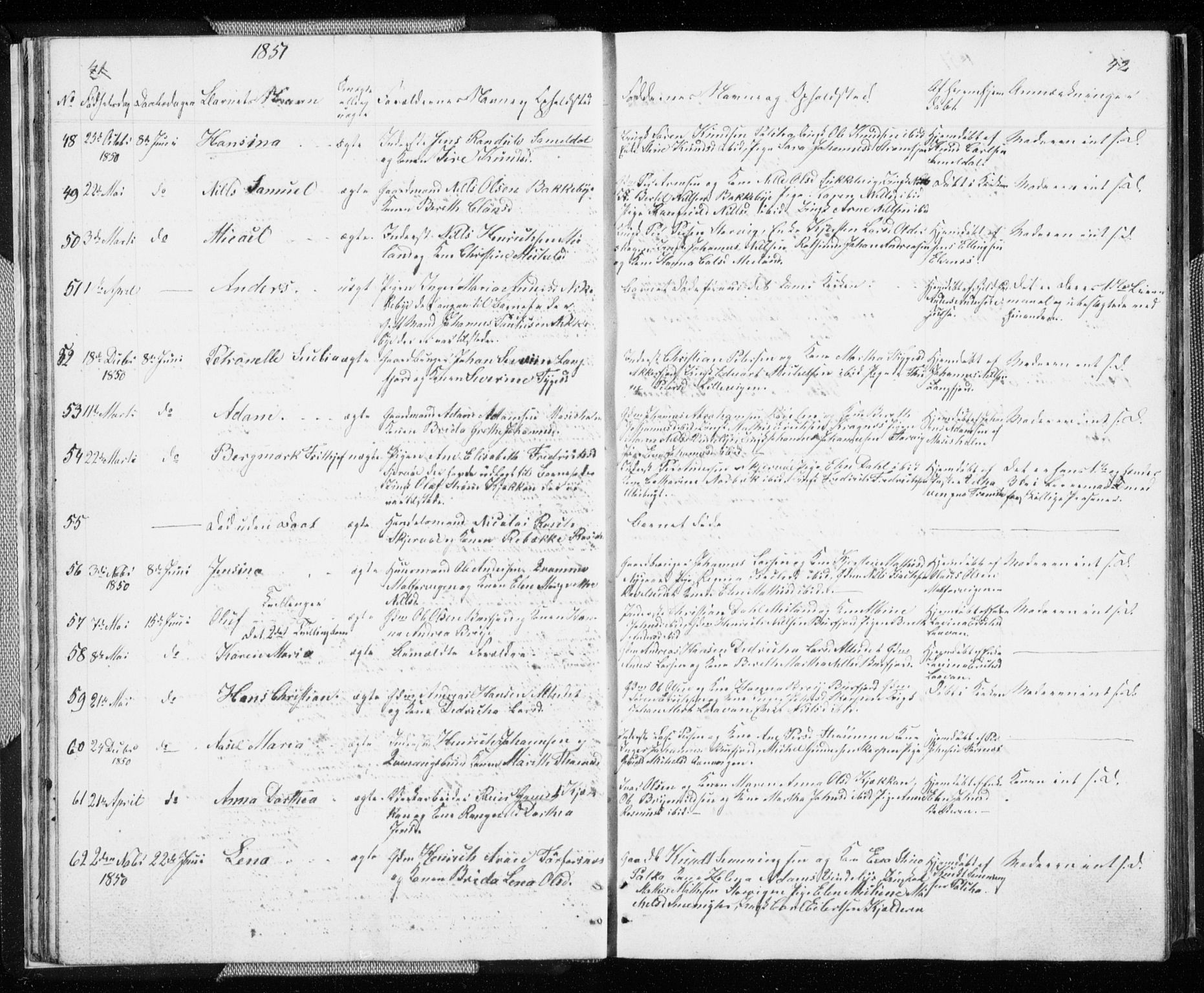 Skjervøy sokneprestkontor, SATØ/S-1300/H/Ha/Hab/L0003klokker: Parish register (copy) no. 3, 1849-1861, p. 41-42