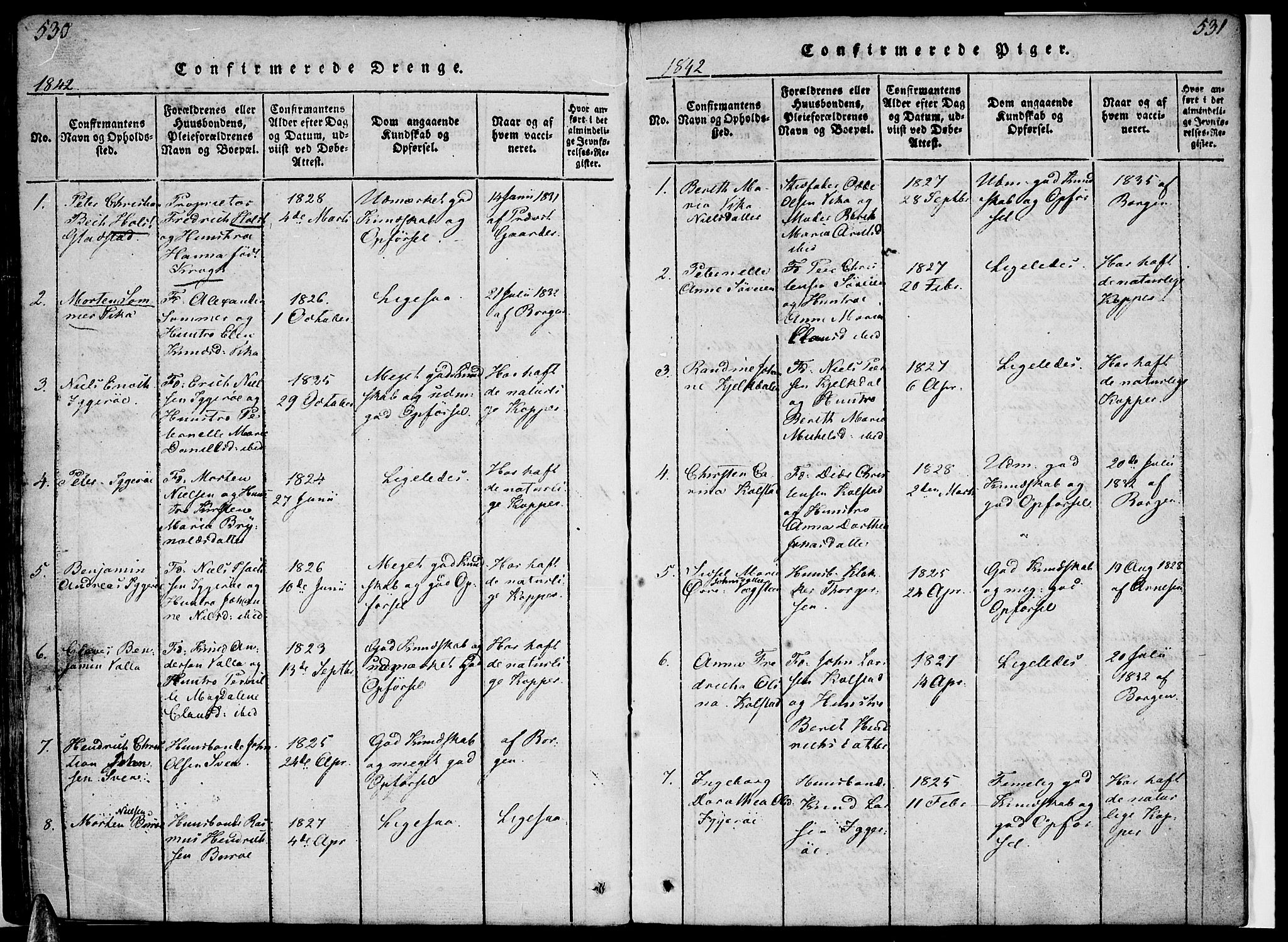 Ministerialprotokoller, klokkerbøker og fødselsregistre - Nordland, AV/SAT-A-1459/816/L0239: Parish register (official) no. 816A05, 1820-1845, p. 530-531