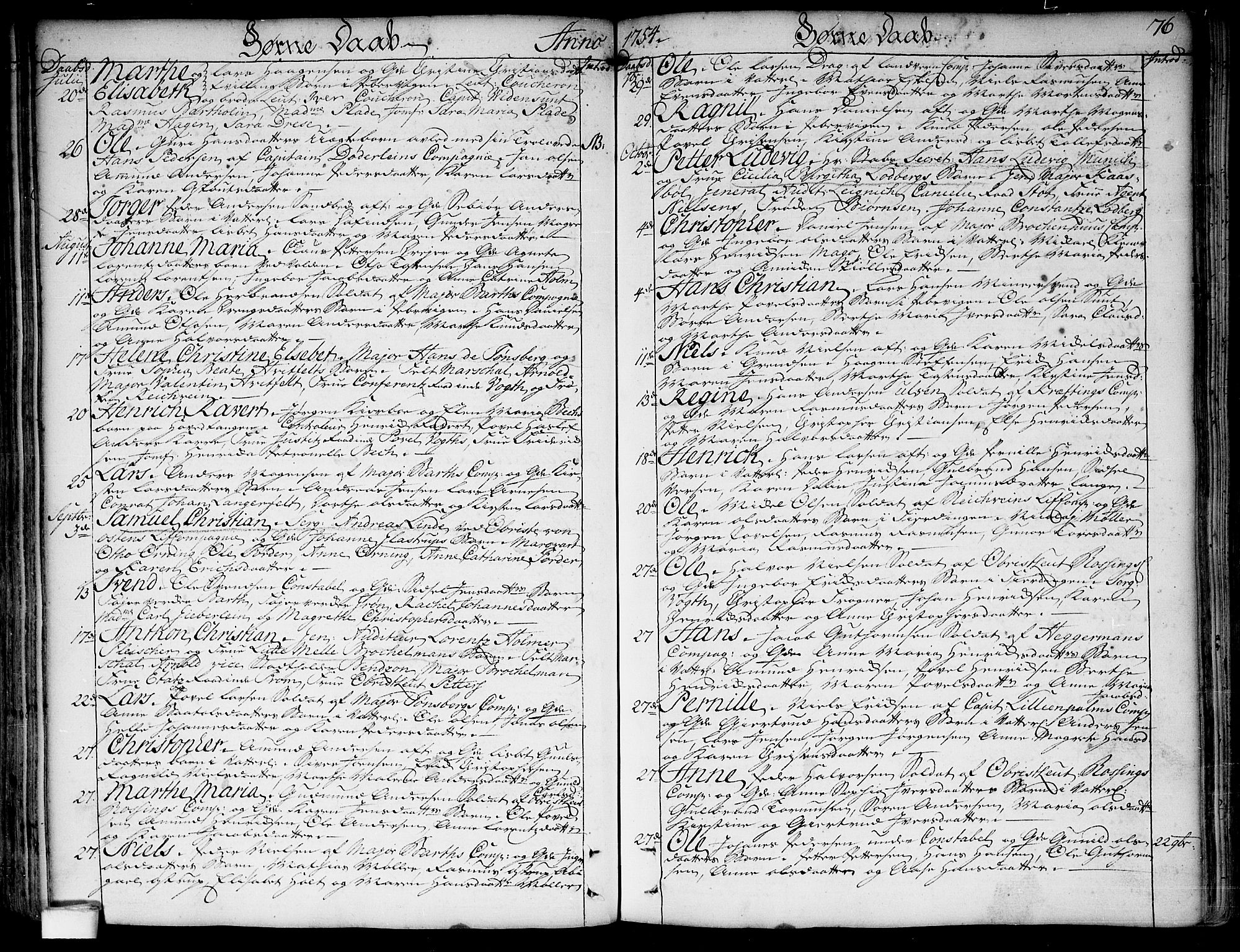 Garnisonsmenigheten Kirkebøker, SAO/A-10846/F/Fa/L0001: Parish register (official) no. 1, 1734-1756, p. 76