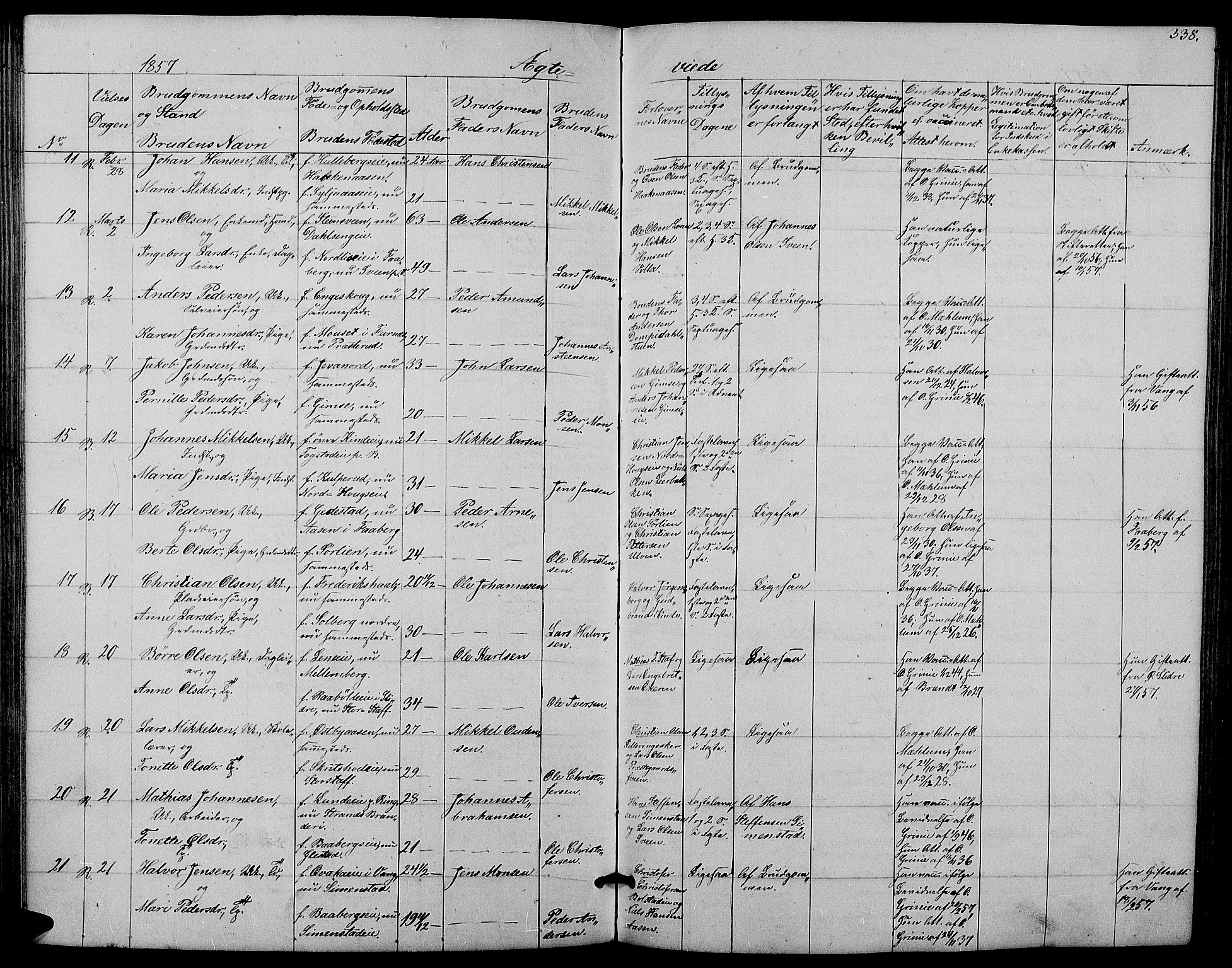 Ringsaker prestekontor, SAH/PREST-014/L/La/L0006: Parish register (copy) no. 6, 1851-1860, p. 338