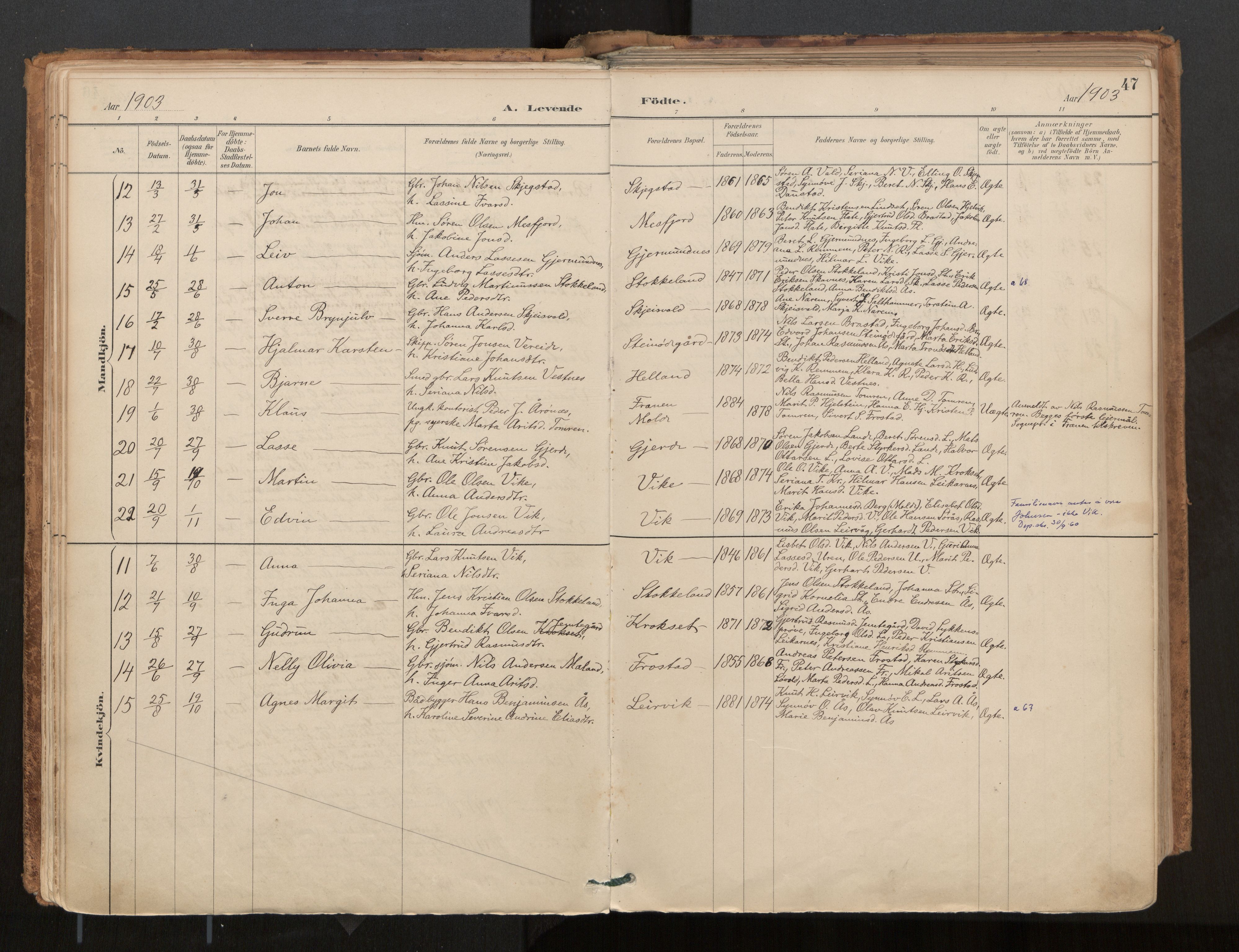 Ministerialprotokoller, klokkerbøker og fødselsregistre - Møre og Romsdal, AV/SAT-A-1454/539/L0531: Parish register (official) no. 539A04, 1887-1913, p. 47