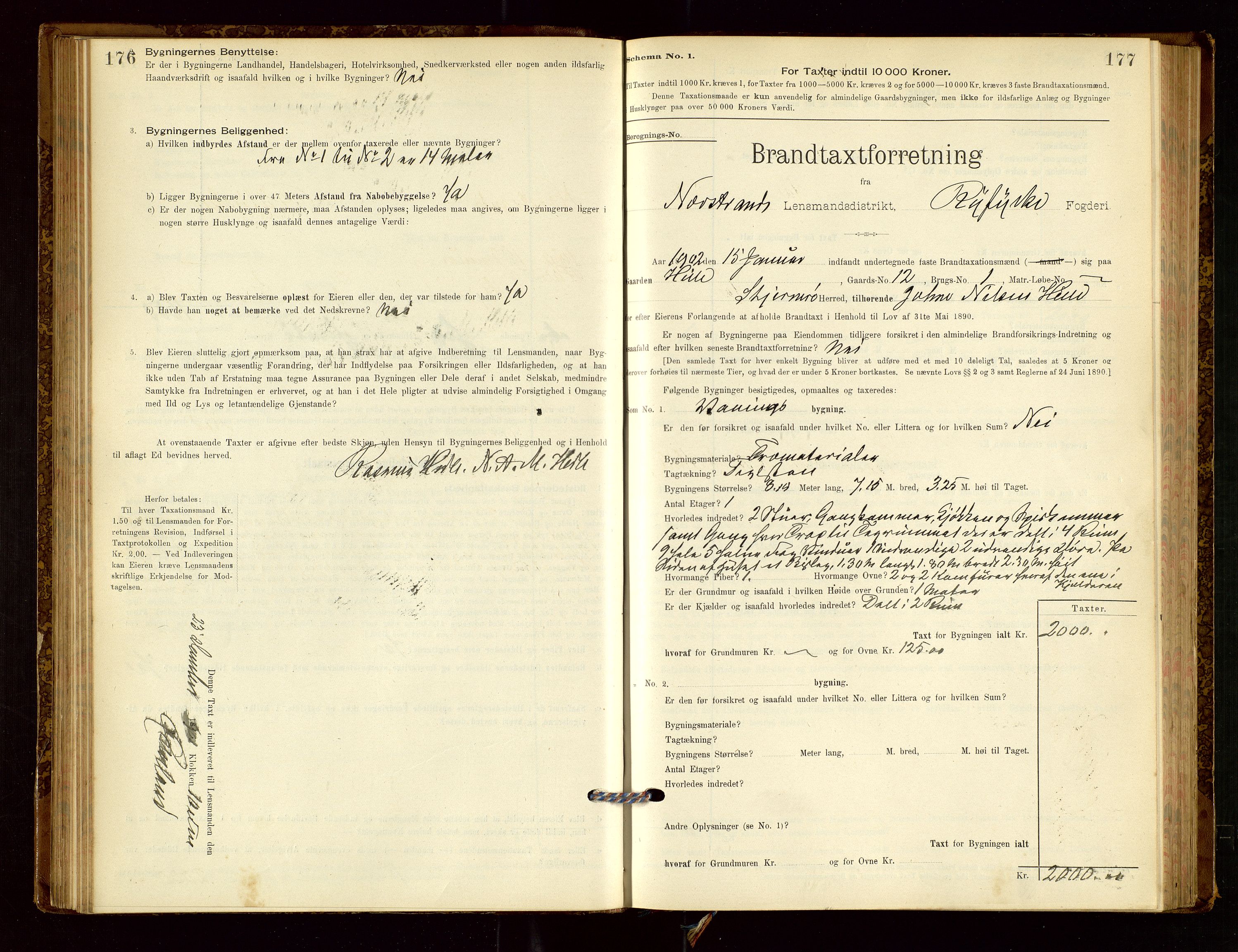 Nedstrand lensmannskontor, AV/SAST-A-100236/Gob/L0001: "Brandtaxationsprotokol for Nerstrand Lensmandsdistrikt Ryfylke fogderi", 1895-1915, p. 176-177