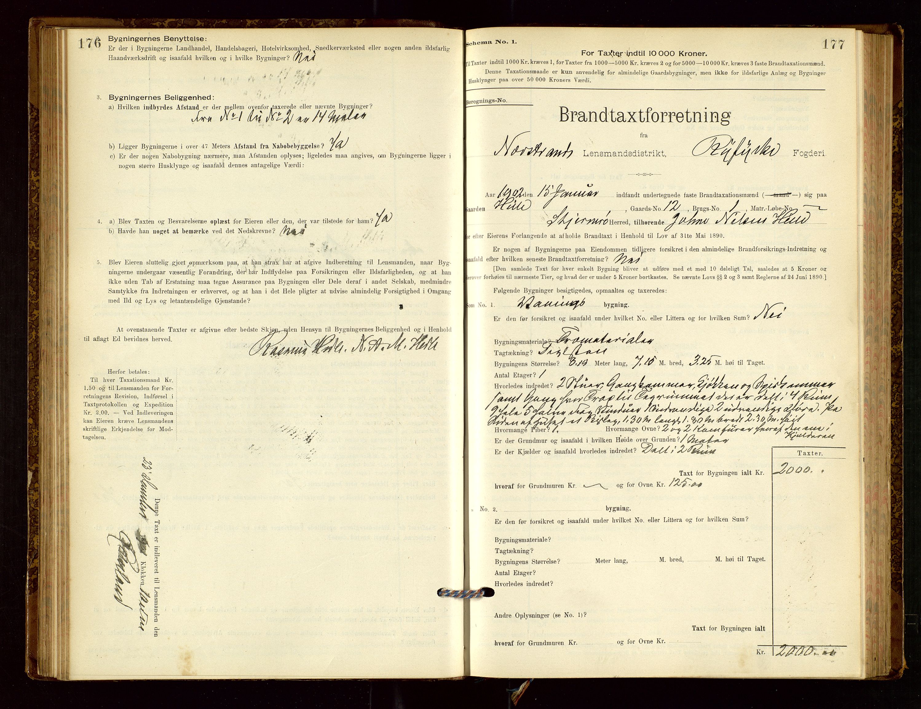 Nedstrand lensmannskontor, SAST/A-100236/Gob/L0001: "Brandtaxationsprotokol for Nerstrand Lensmandsdistrikt Ryfylke fogderi", 1895-1915, p. 176-177