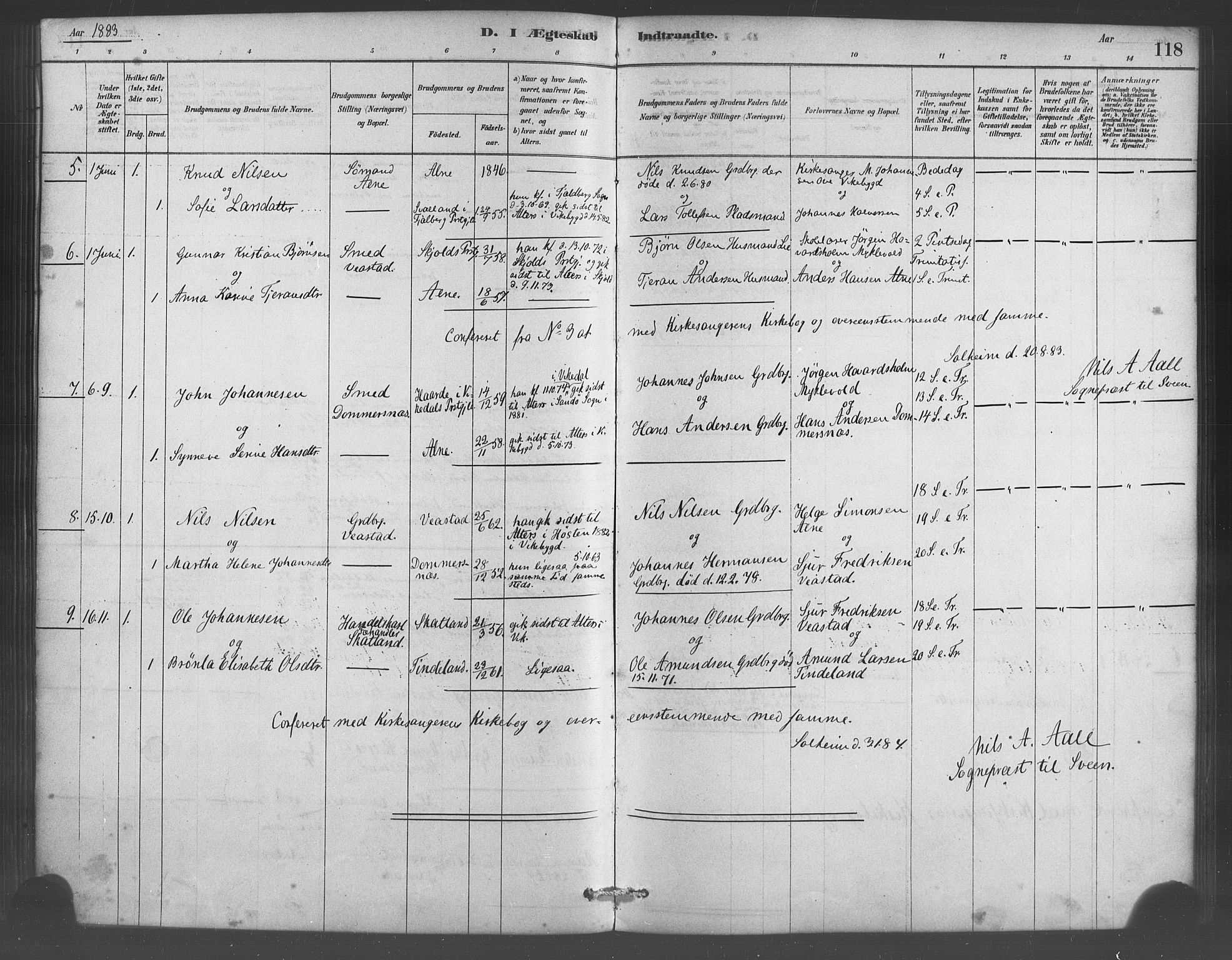 Sveio Sokneprestembete, AV/SAB-A-78501/H/Haa: Parish register (official) no. D 1, 1878-1894, p. 118