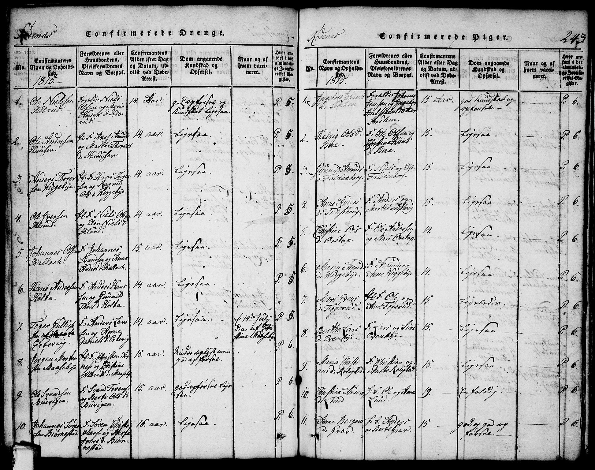 Rødenes prestekontor Kirkebøker, AV/SAO-A-2005/G/Ga/L0001: Parish register (copy) no.  I 1, 1814-1841, p. 243