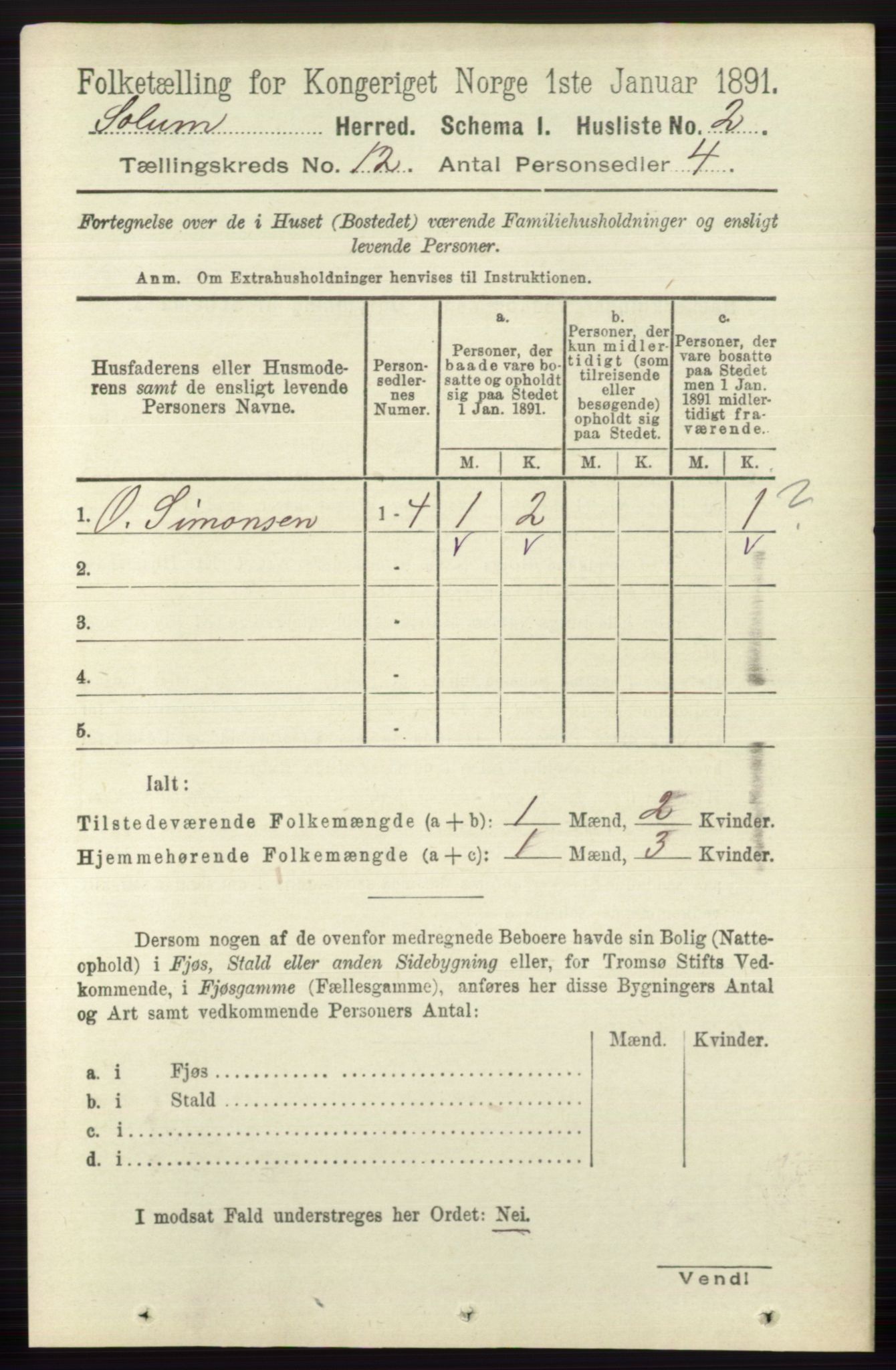 RA, 1891 census for 0818 Solum, 1891, p. 5544