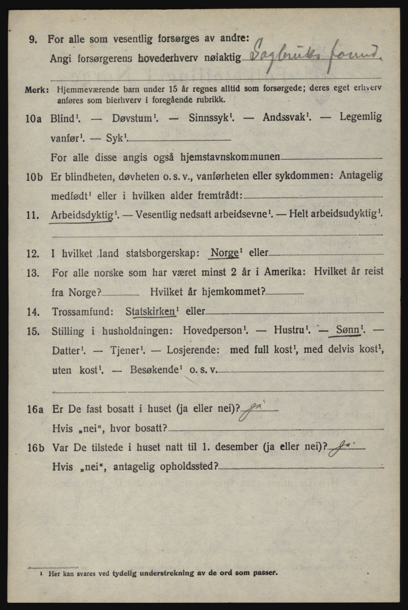 SAO, 1920 census for Berg, 1920, p. 2538